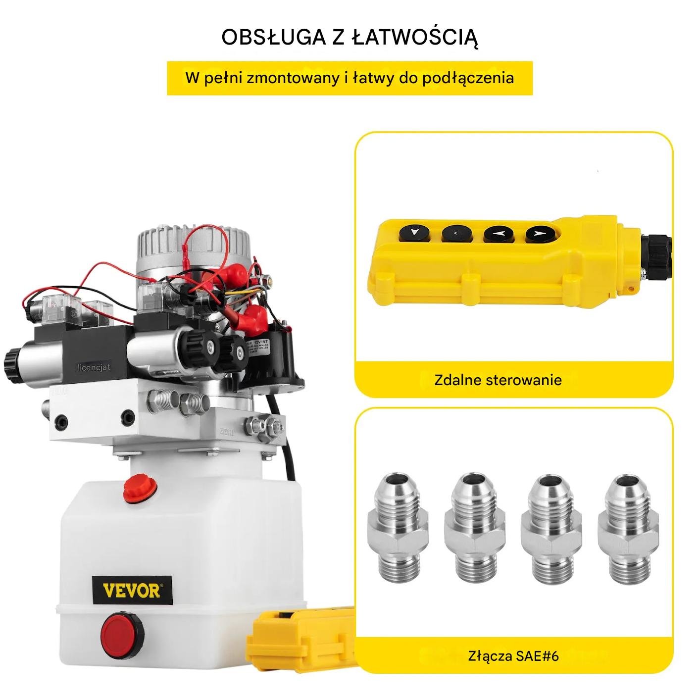 Pompa hydrauliczna 12V dwustronnego działania 4,5L elektrozawór podnośnik - obrazek 5