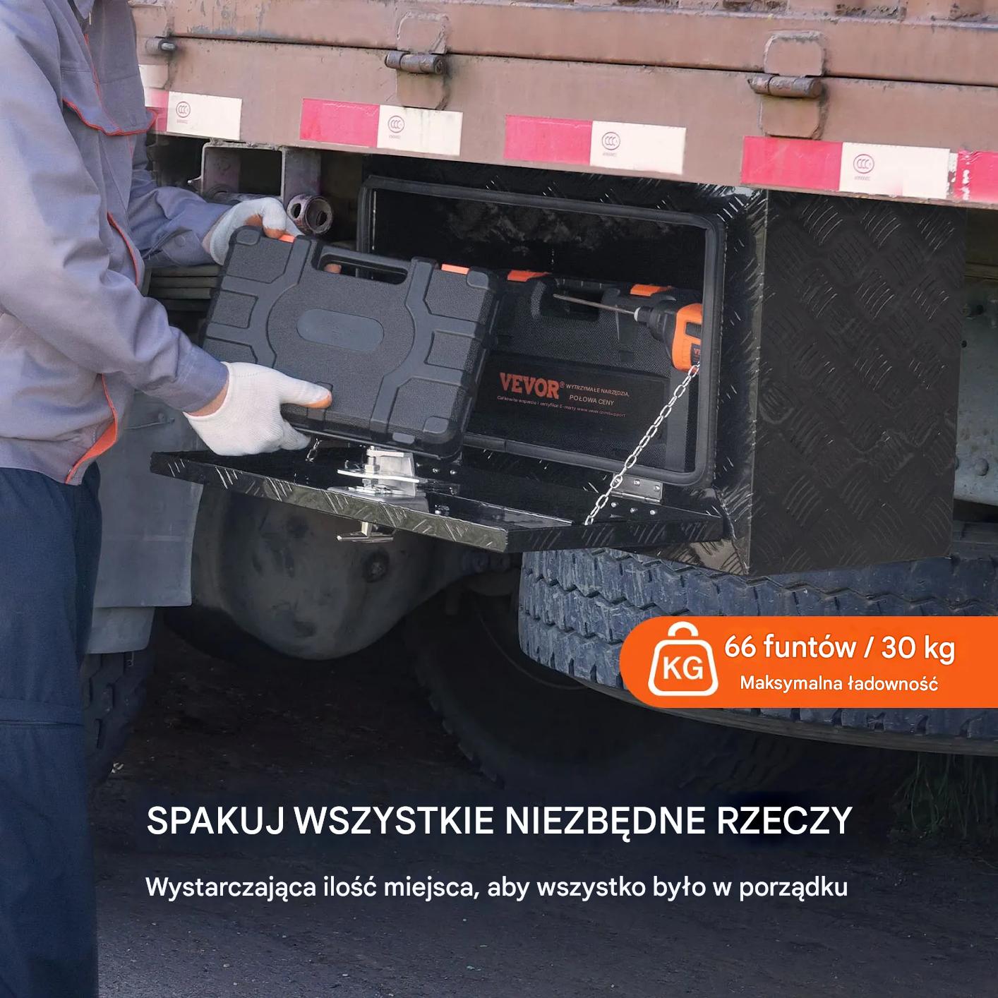 Skrzynka narzędziowa 76×35×40 cm aluminiowa, wodoodporna z zamkiem - obrazek 4