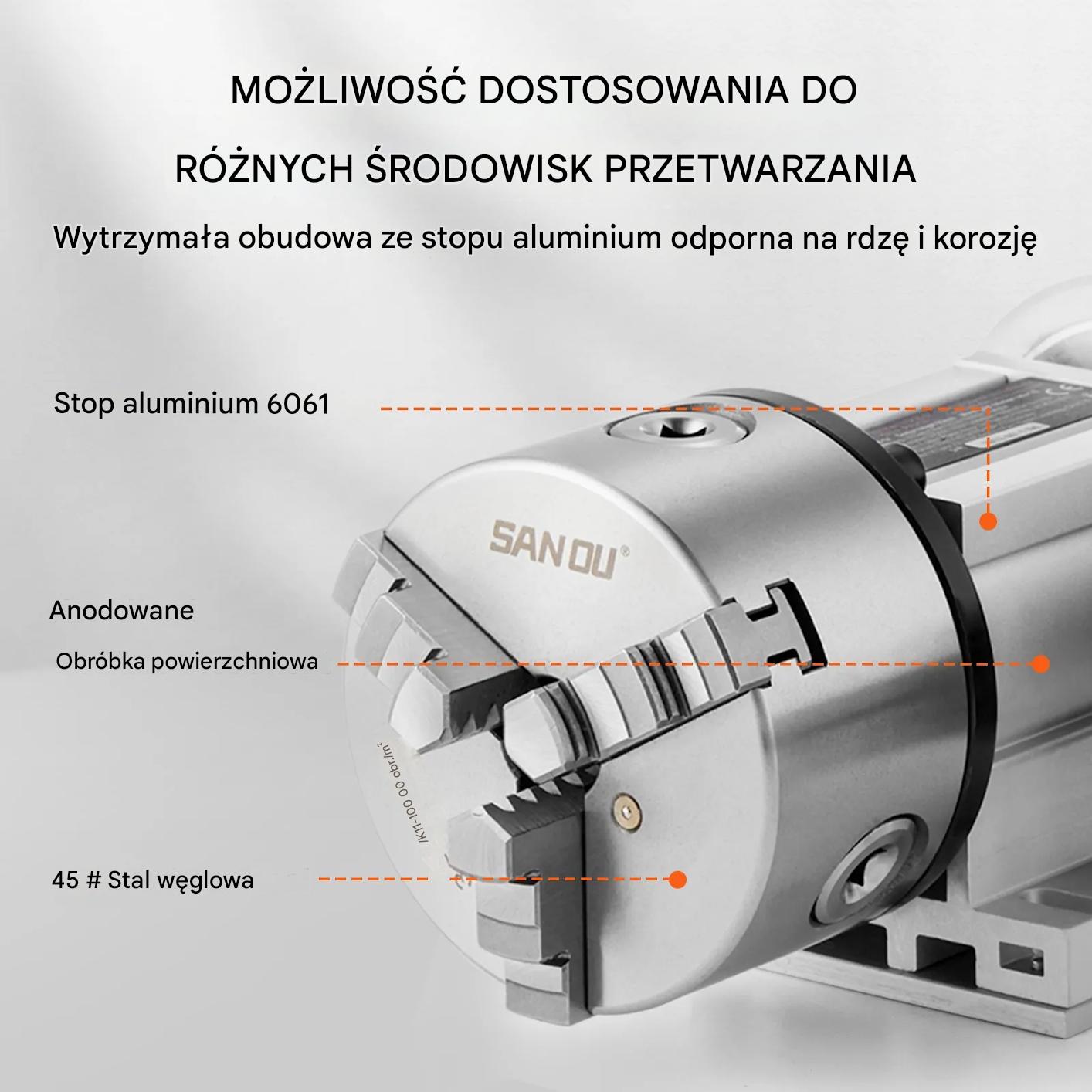 Podzielnica do frezarki podzielnica frezarska 3 szczęki 100mm - obrazek 7