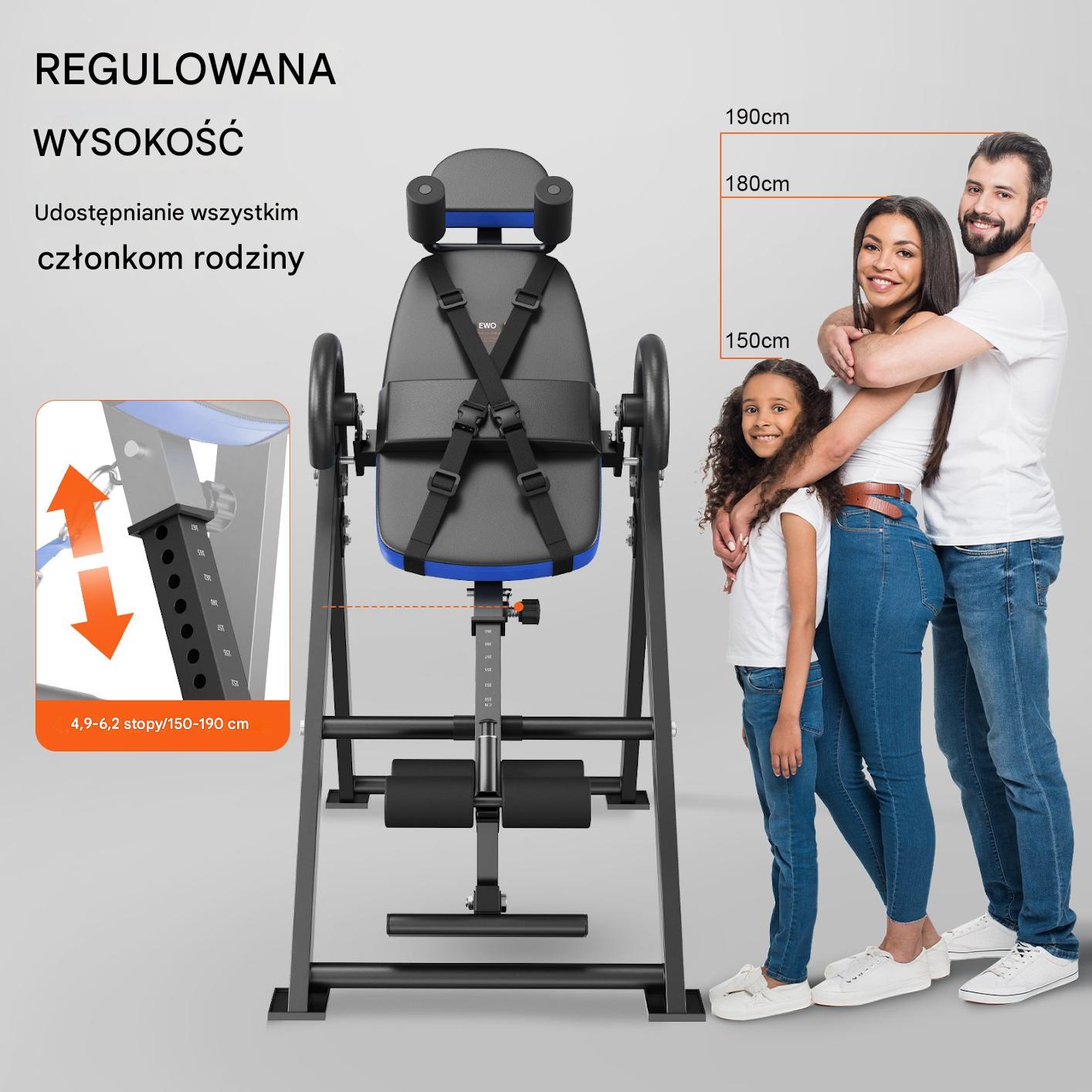 Niebieska Ławka do Ćwiczeń Inwersyjnych i Siłowych – Składana - obrazek 5