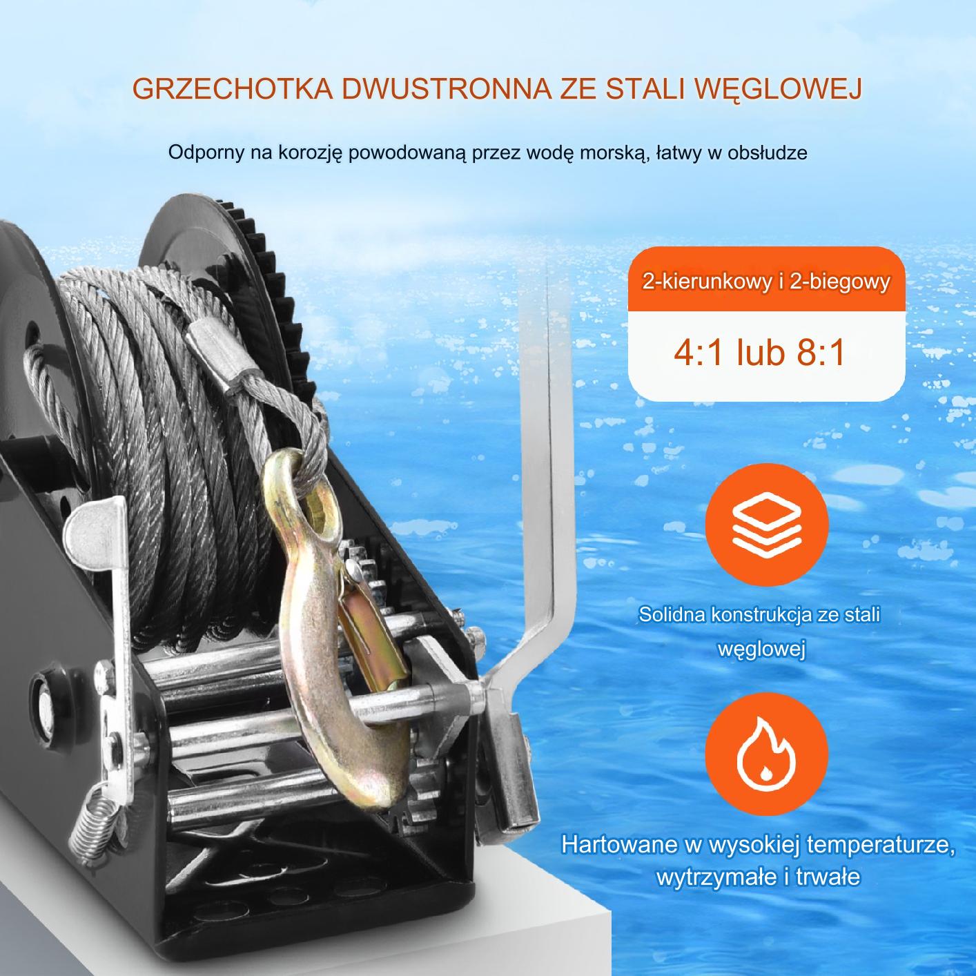 Wciągarka Ręczna z Korbą 1587 kg - obrazek 5