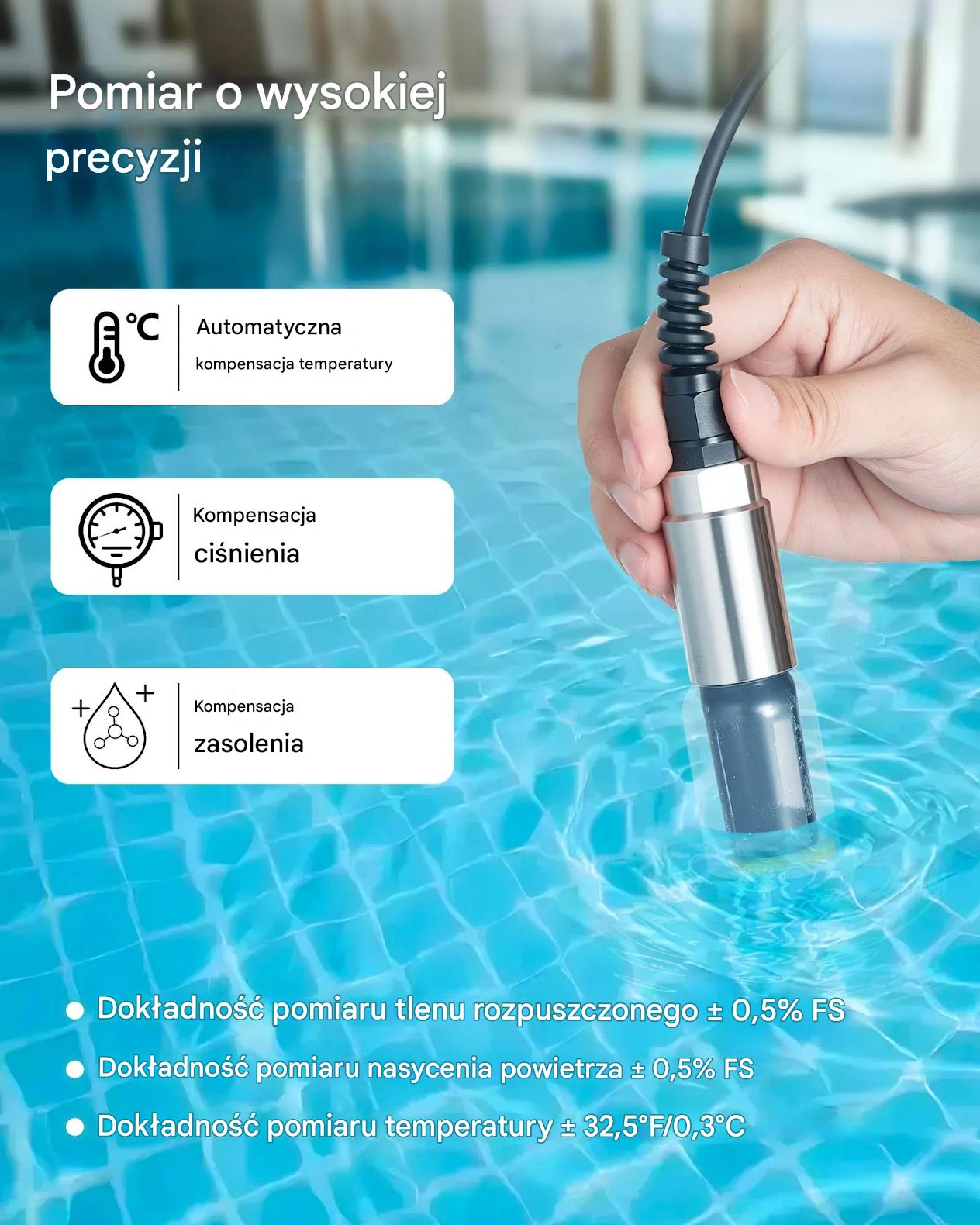Miernik tlenu rozpuszczonego 0–20 mg/L z sondą 4 m zestaw do stawów - obrazek 3