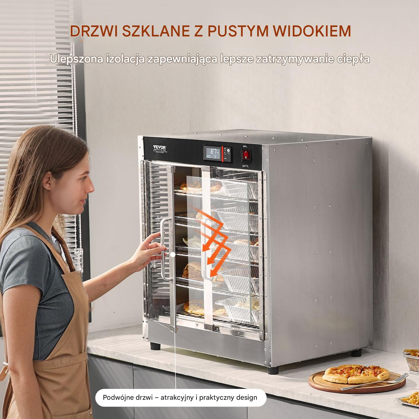 Podgrzewacz do żywności profesjonalny 5 półek, stal nierdzewna catering - obrazek 6