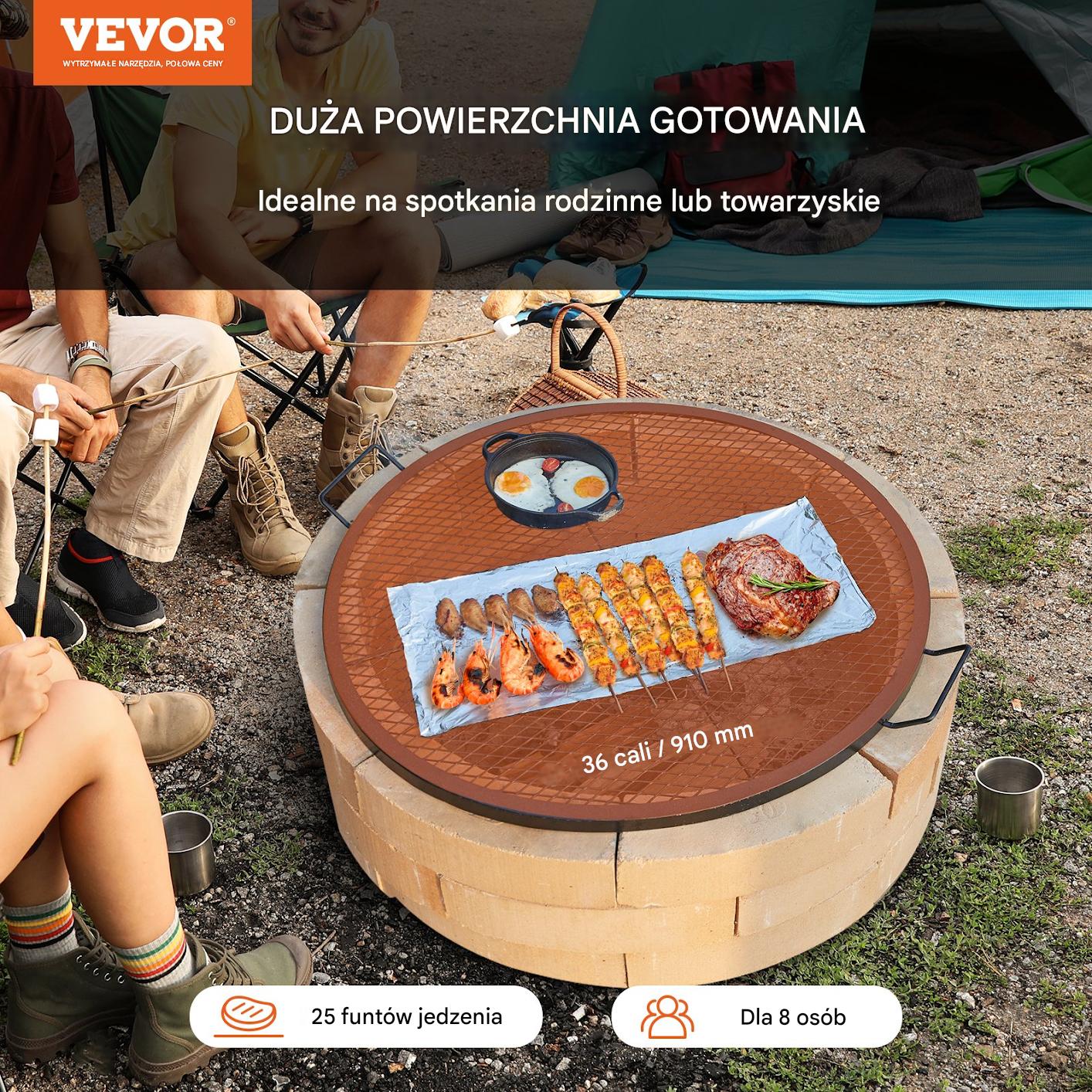 Ruszt do ogniska 91 cm - stalowy z uchwytem - przenośny grill turystyczny - obrazek 7