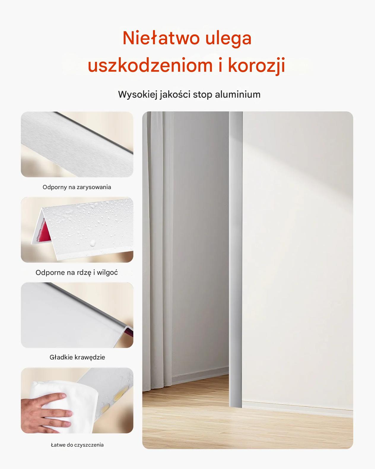 Narożnik ścienny aluminiowy 50x50mm 12szt taśma 3M ochrona kąt ściany - obrazek 6