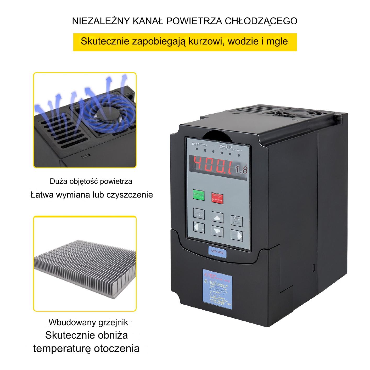 Falownik przetwornica inwerter 3,0 kW 220 V trójfazowy - obrazek 7