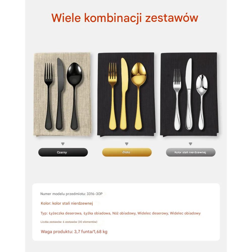 Zestaw sztućców 65el stal nierdzewna połysk do zmywarki 12 osób - obrazek 7