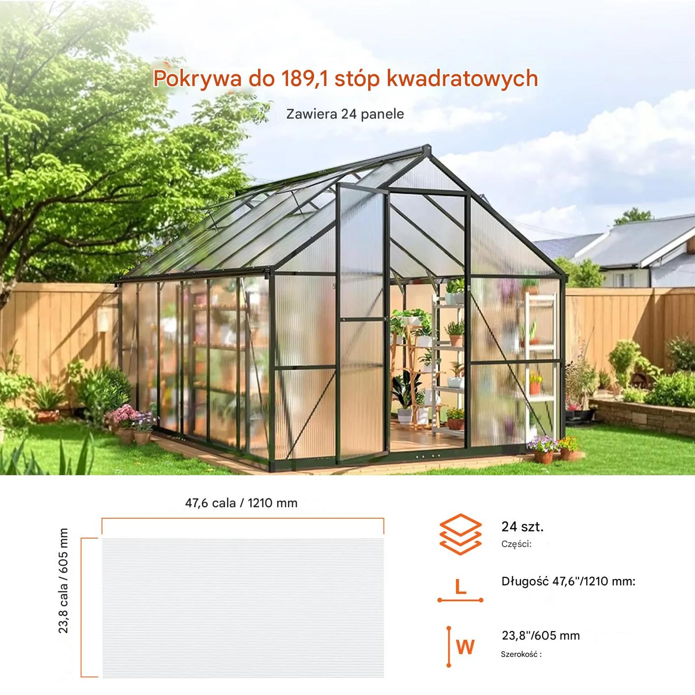 Panele poliwęglanowe do szklarni 24 szt. 61x122 cm dachowe zielone - obrazek 4
