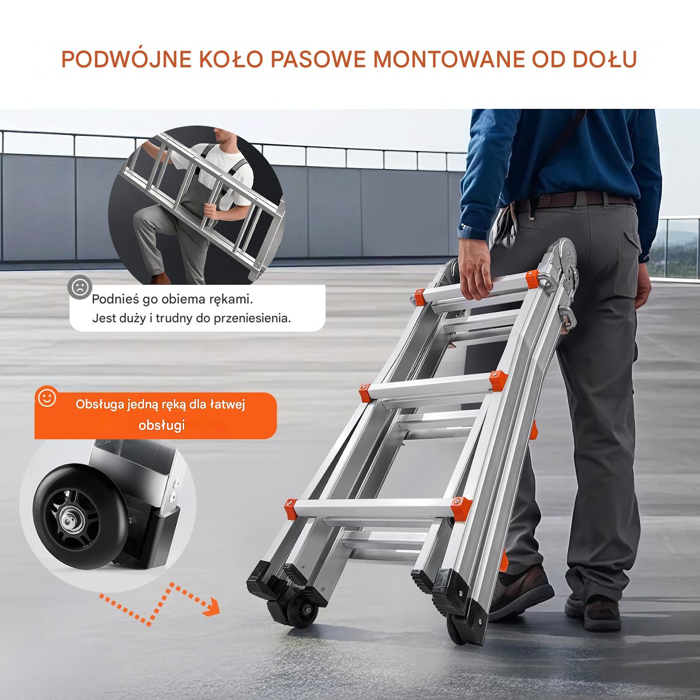 Drabina składana teleskopowa aluminiowa – 2,9 m - obrazek 3