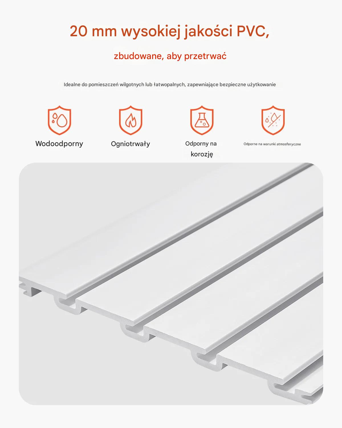 Panele ścienne PVC 120x120 cm modułowe białe do garażu i ekspozycji - obrazek 3