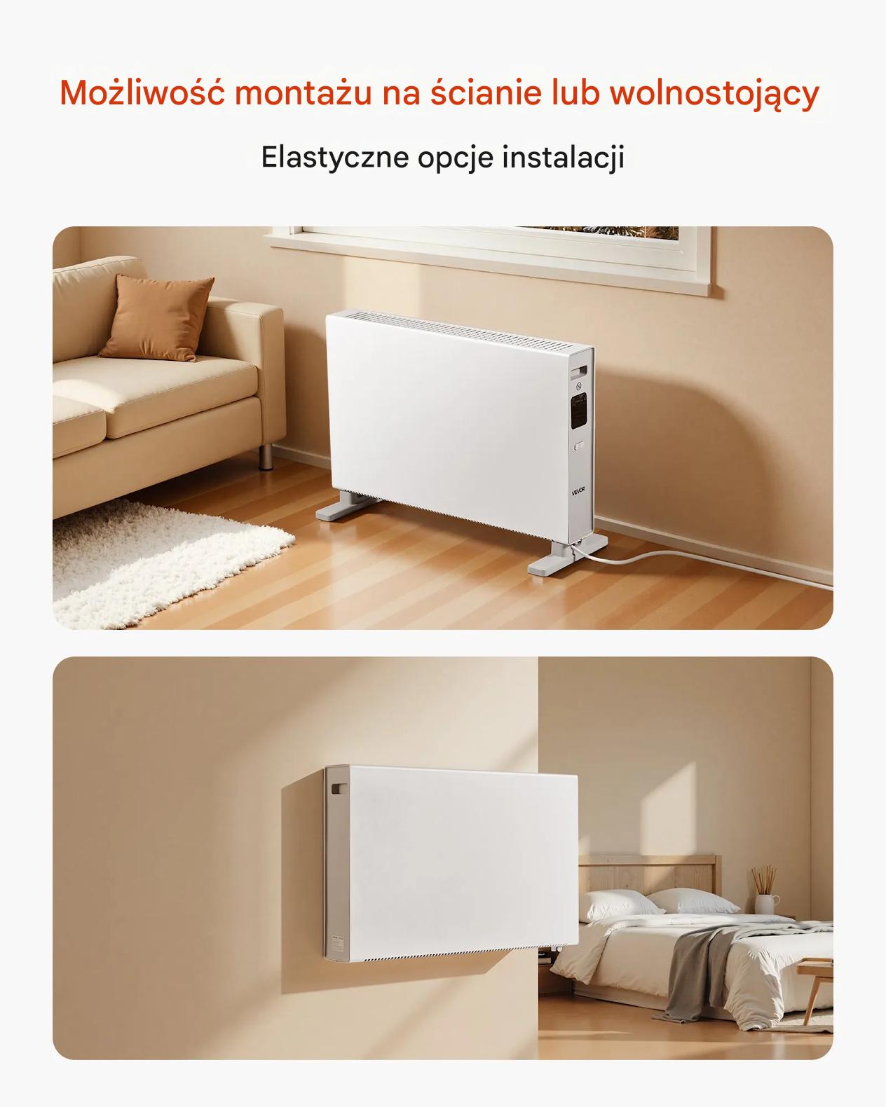Grzejnik konwektorowy 2000W panelowy 3 tryby pilot – ściana/podłoga - obrazek 7