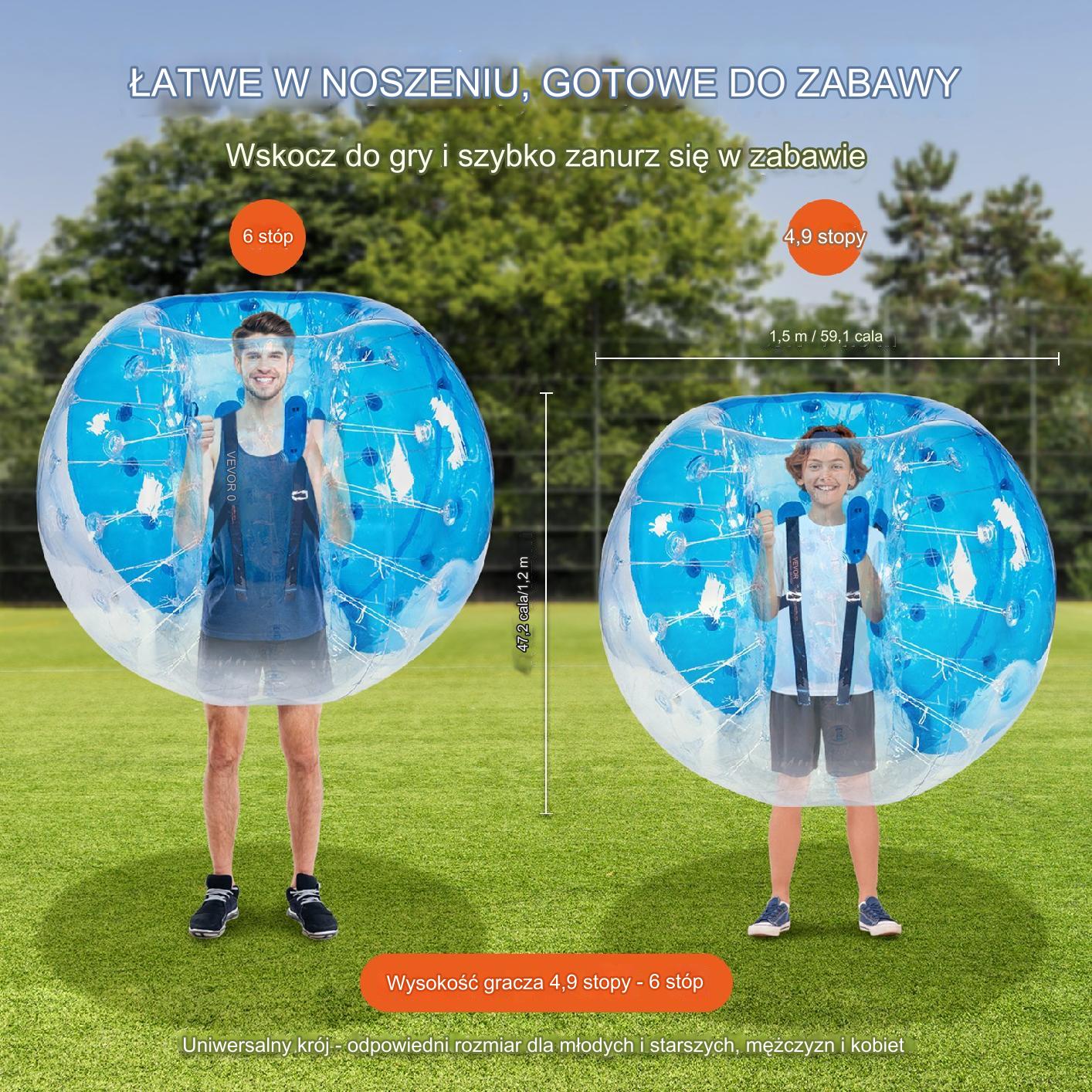 Nadmuchiwana piłka Bumper Ball dla nastolatków i dorosłych 0,8 mm 1,5 m - obrazek 7
