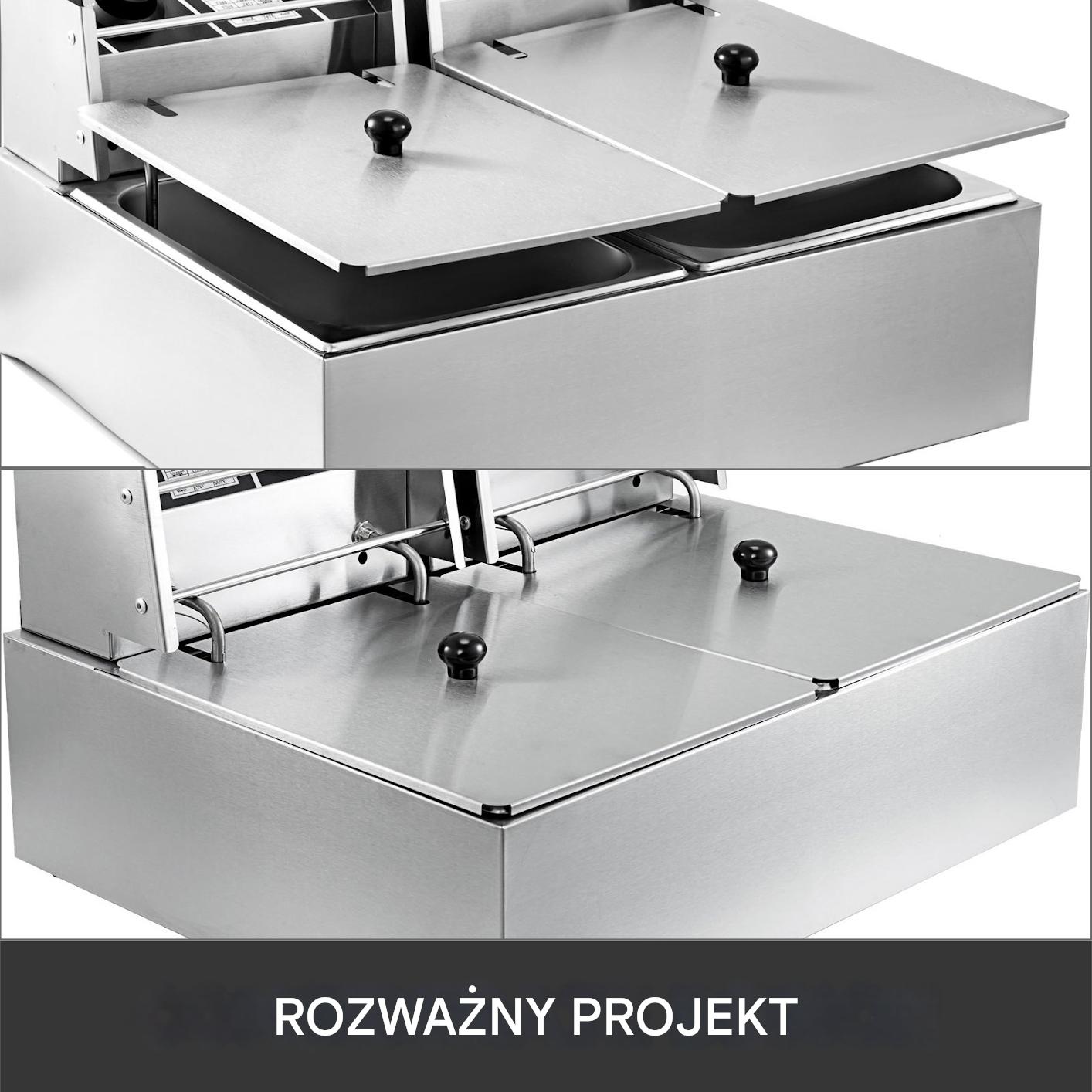 Frytkownica elektryczna nastawna 2-komorowa gastronomiczna 12 L 5000 W - obrazek 6