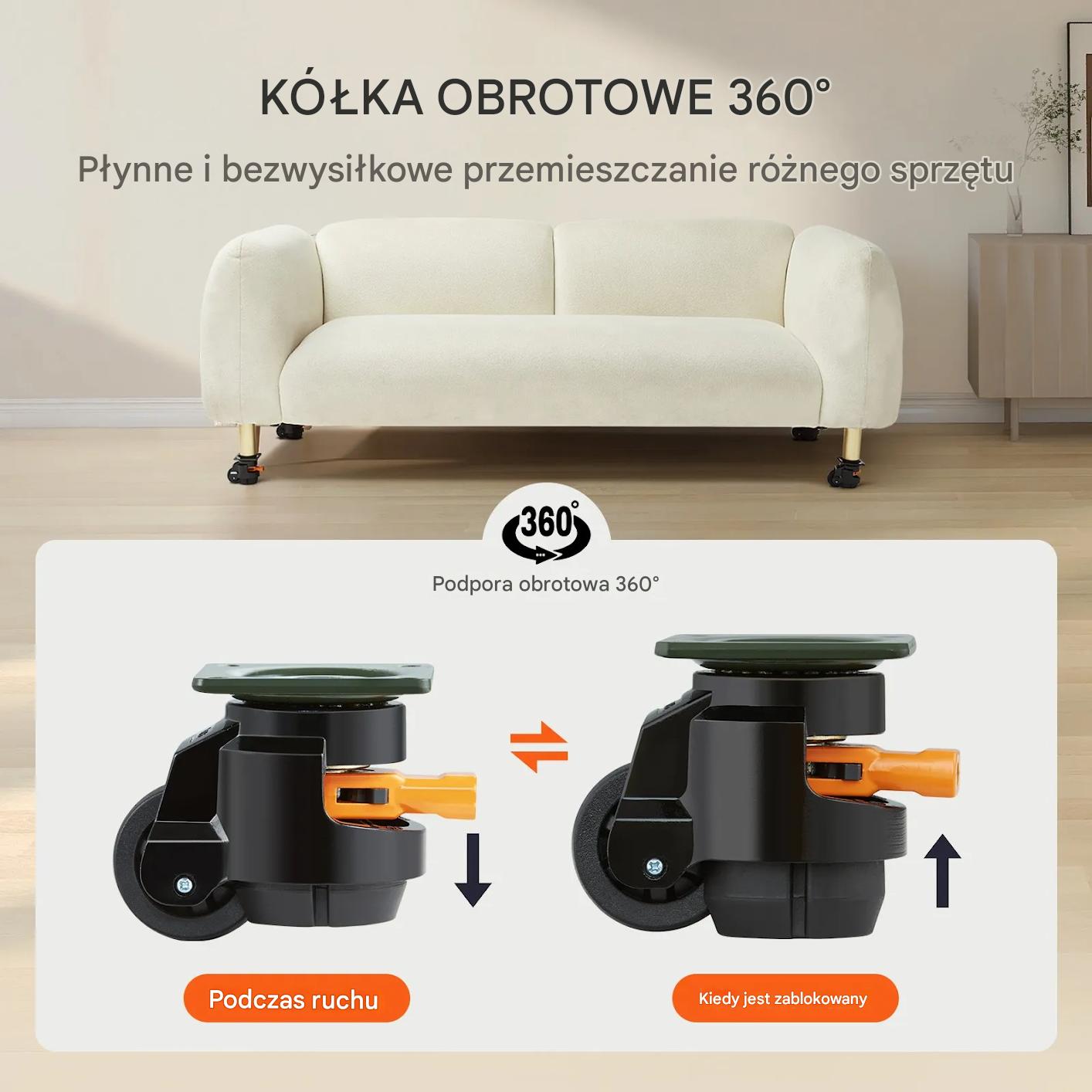 Kółka poziomujące 4 szt. 500kg obrotowe regulowane do stołu roboczego - obrazek 5