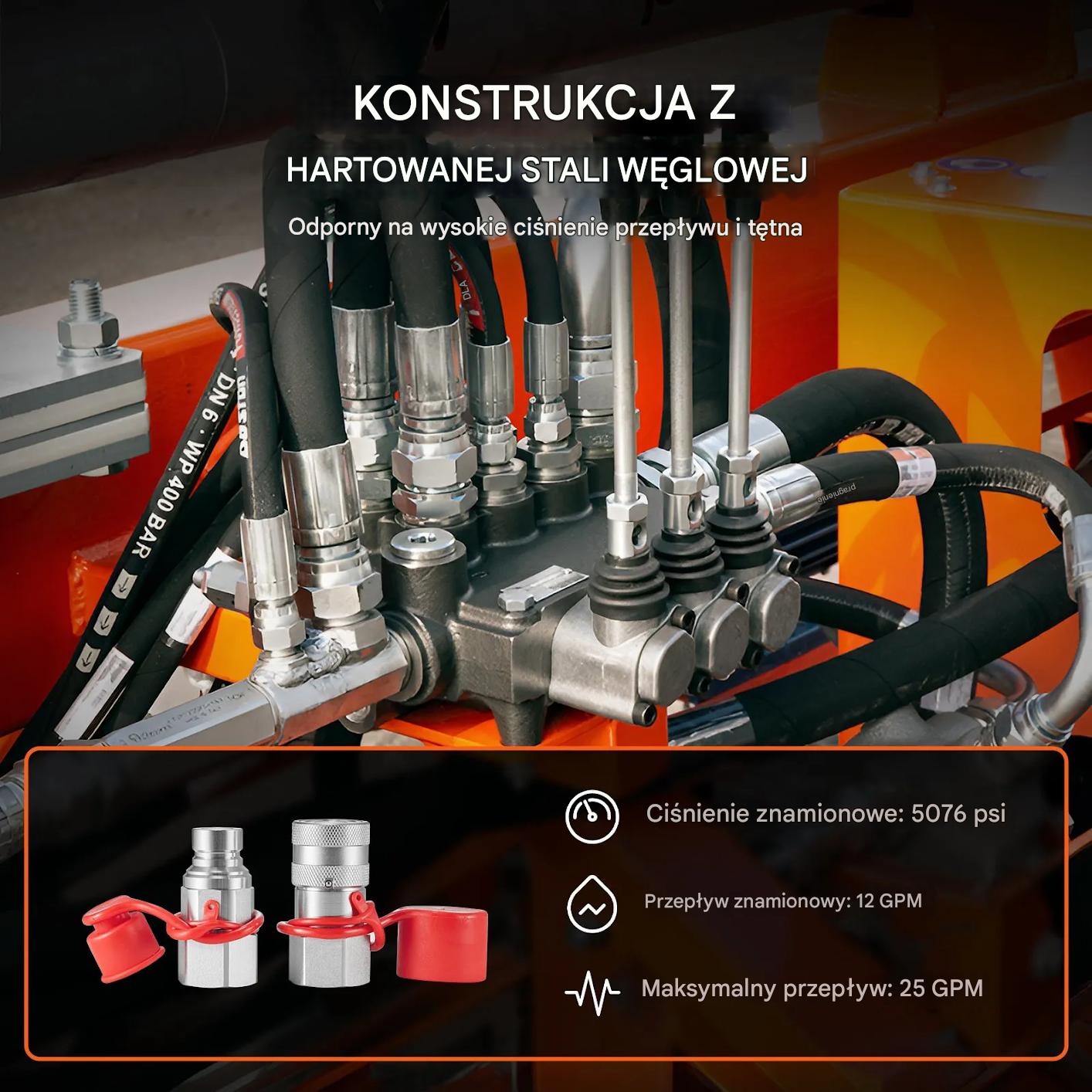 Złącza hydrauliczne 1/2" NPT płaskie do maszyn rolniczych z osłonami - obrazek 4