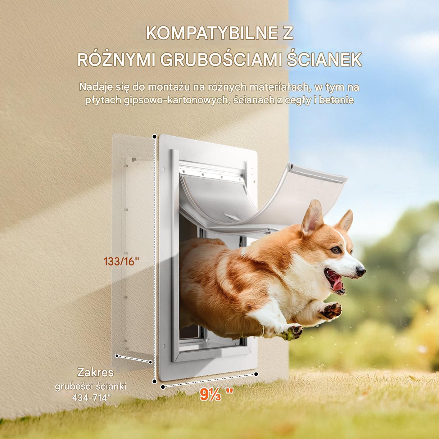 Klapa dla psa do drzwi z zamkiem – aluminiowa rama na 3 magnesy mała - obrazek 4