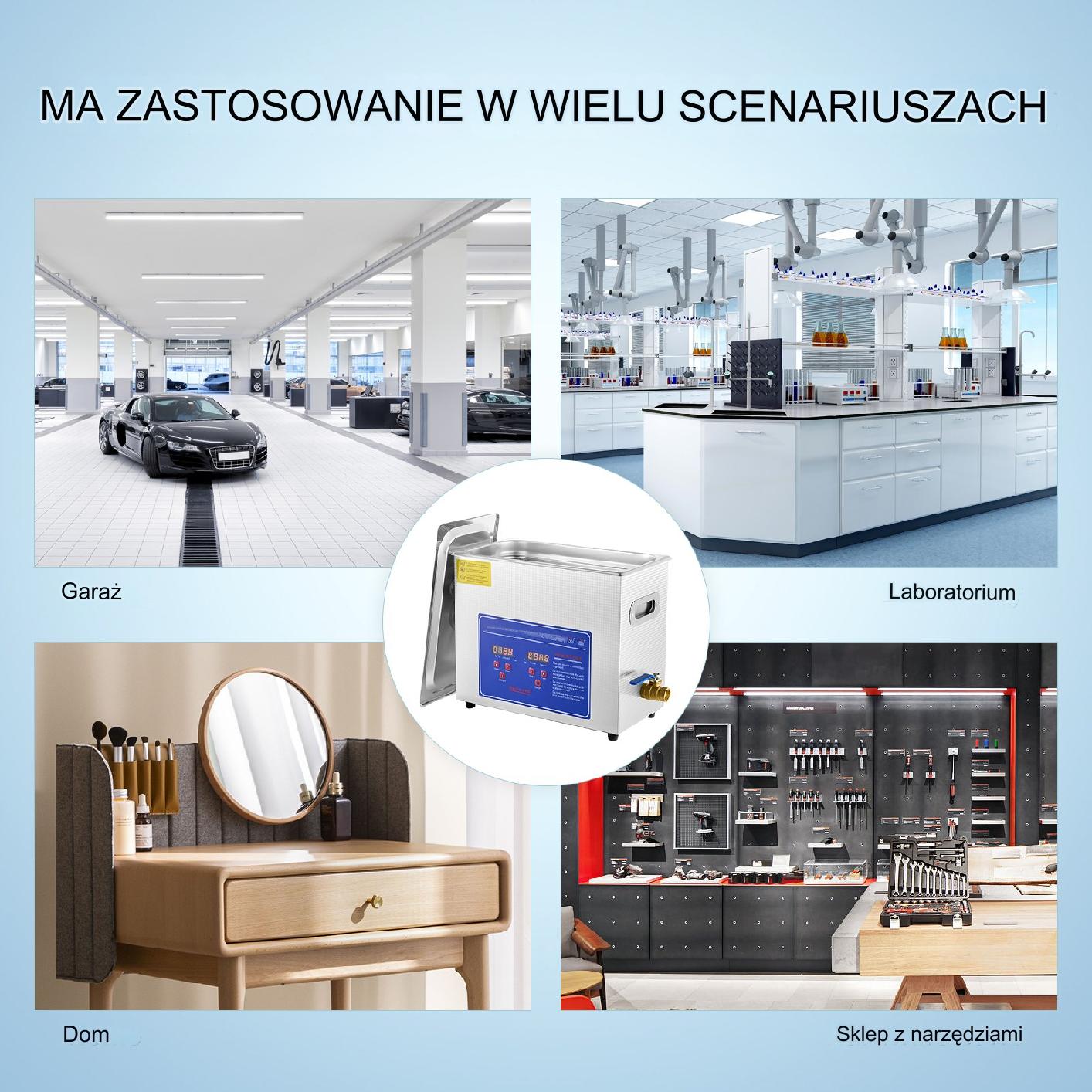 Myjka Ultradźwiękowa Przenośna Sterylizator + Timer 6L 180W - obrazek 6