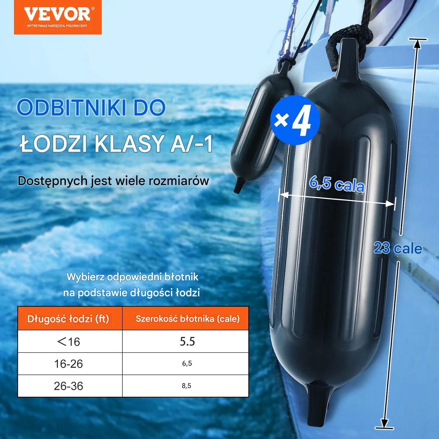 Bojki odbijacze do łodzi nadmuchiwane 16.5x58.4 cm gumowe osłony burty - obrazek 4