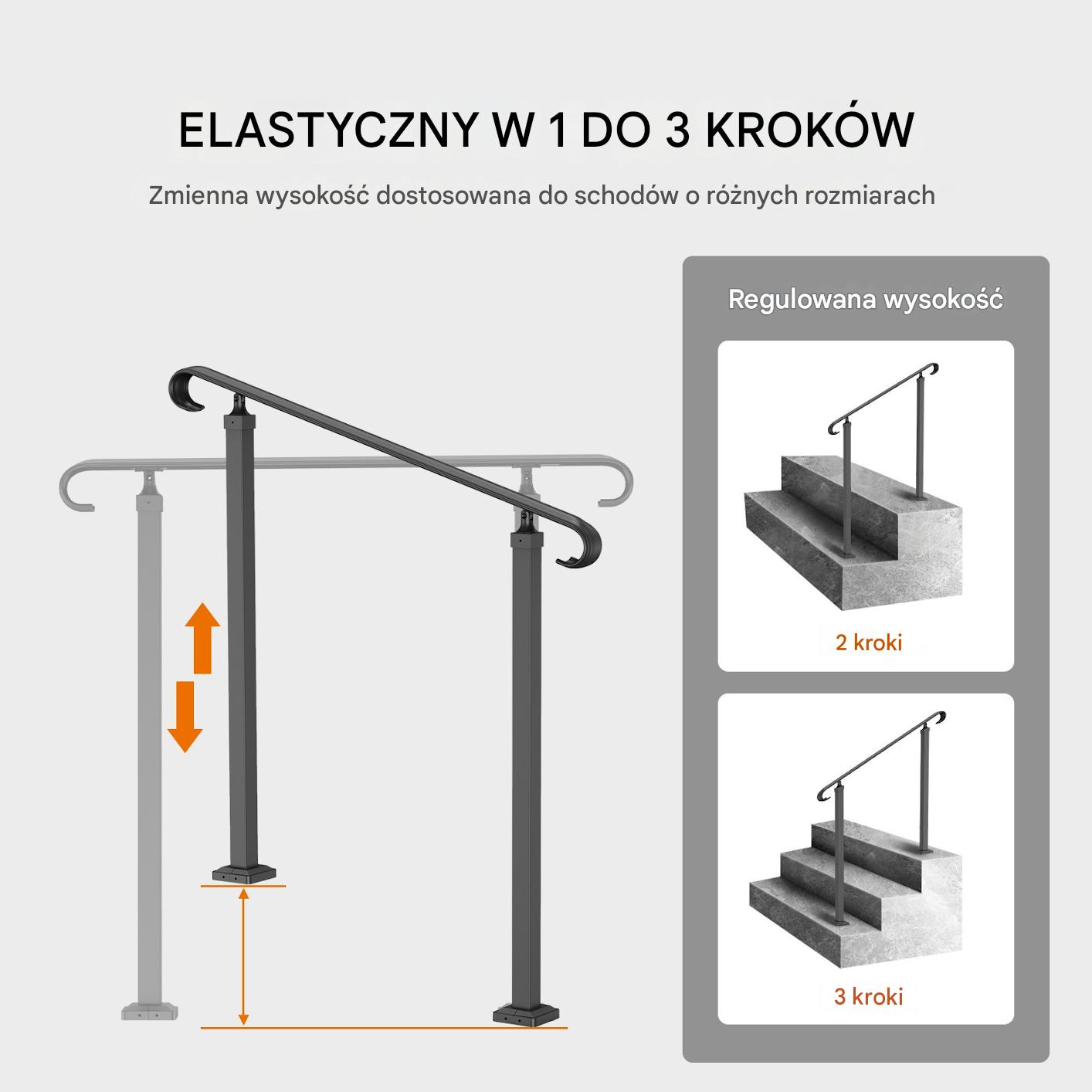 Poręcz schodowa zewnętrzna balustrada uchwyt schodowy 100cm - obrazek 3