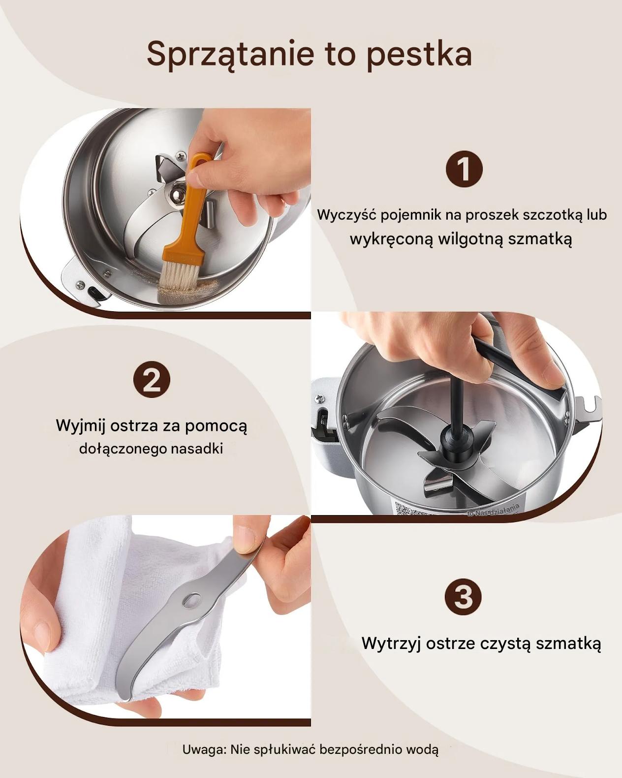 Młynek elektryczny 300g 1500W do zbóż i przypraw stalowy straight - obrazek 7