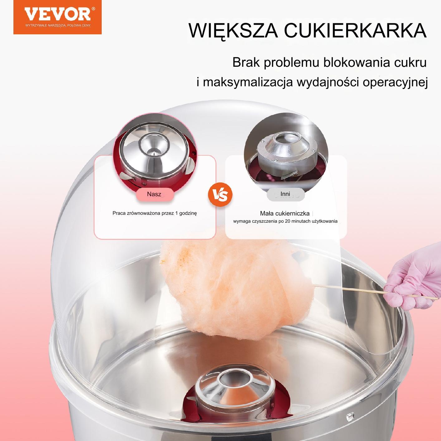 Elektryczna Maszyna do Waty Cukrowej Czerwona - obrazek 7