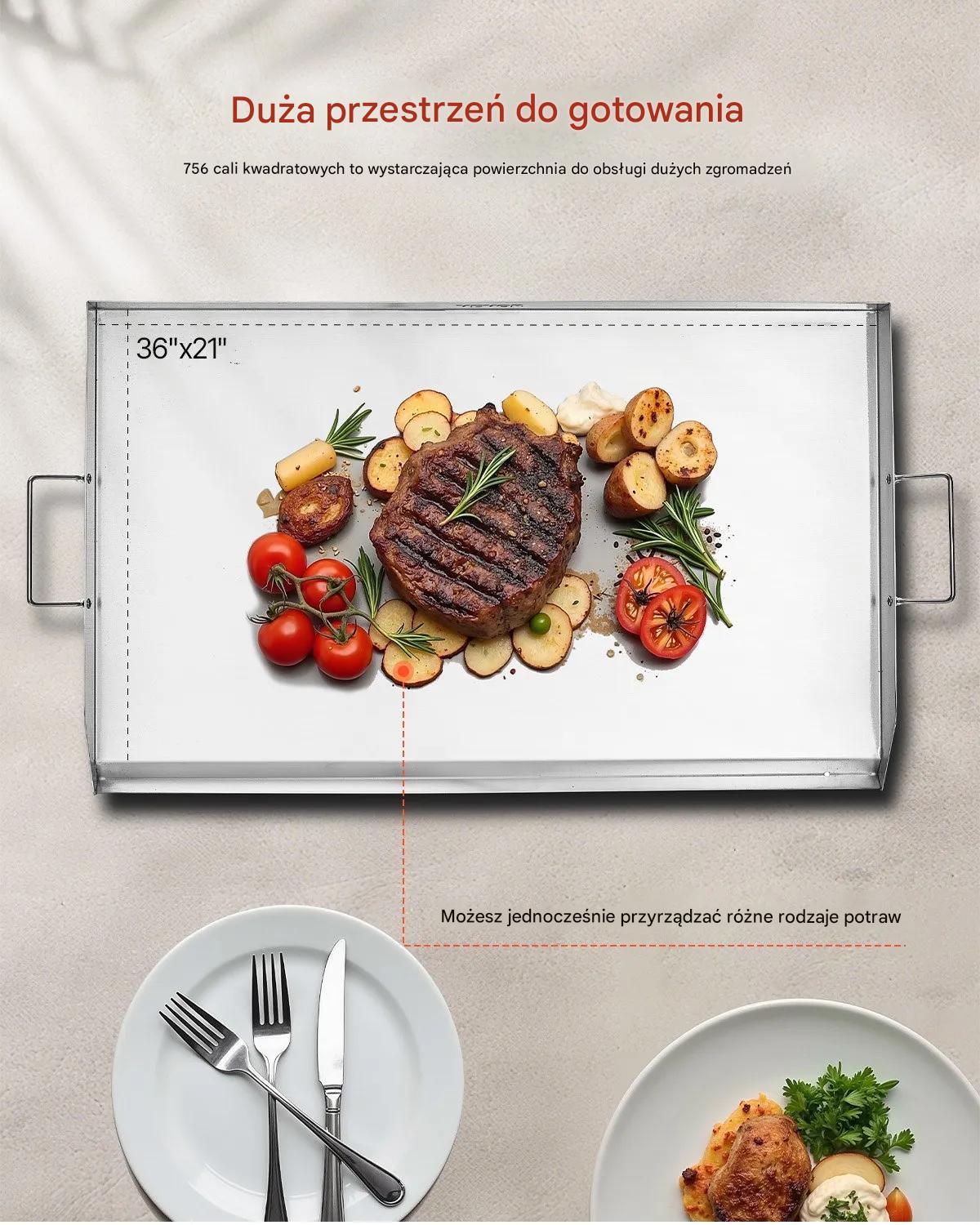 Płyta grillowa stalowa 910x525 mm uniwersalna z uchwytem do BBQ i biwaku - obrazek 5