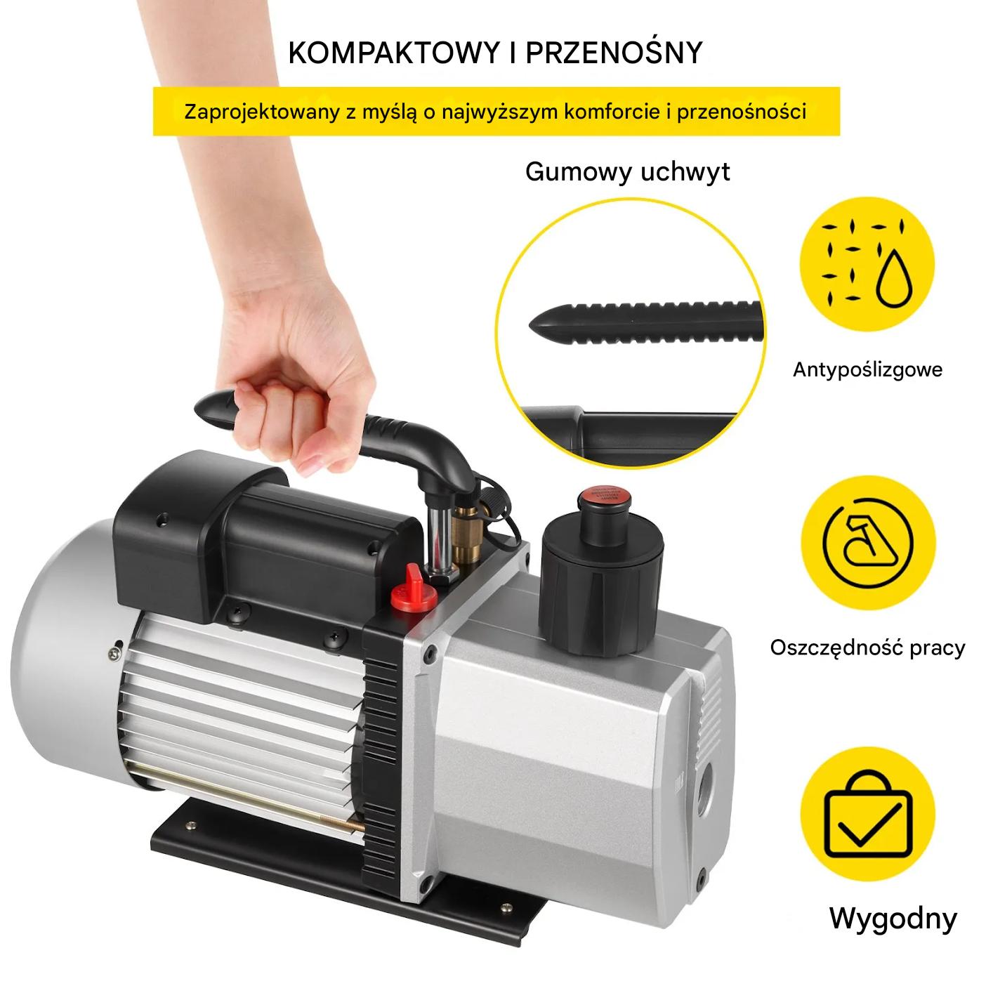 Pompa próżniowa dwustopniowa 483 L/min, wirnikowa, 15 mikronów, 559W - obrazek 5