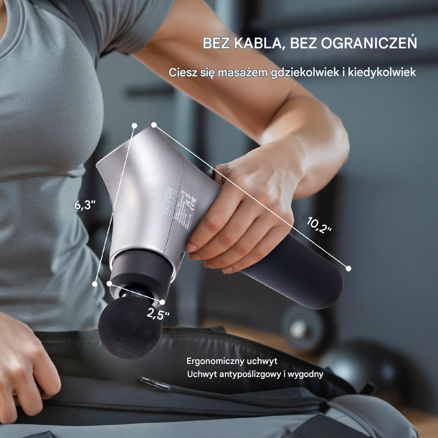 Pistolet do Masażu Massage Gun - Masażer do Pleców Stóp i Ciała - obrazek 5