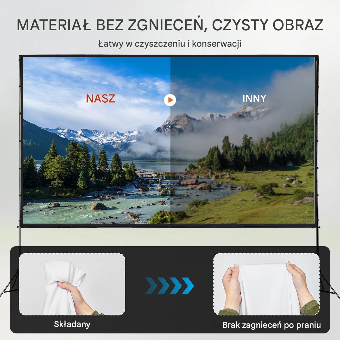 Ekran projekcyjny z statywem 150 cali 16:9 4K plener kino domowe - obrazek 7