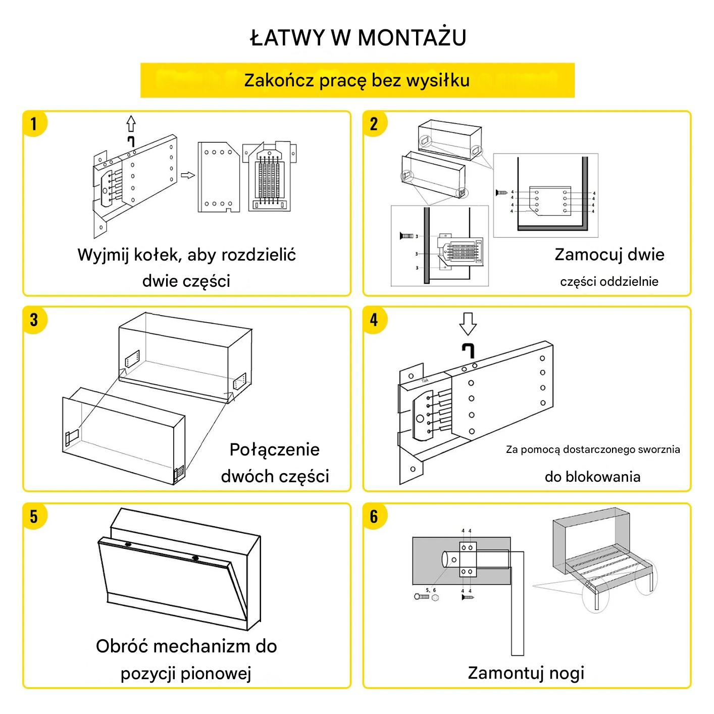 Mechanizm podnośnik łóżka – sprężyny mocny wspornik łóżko Queen/Twin - obrazek 7
