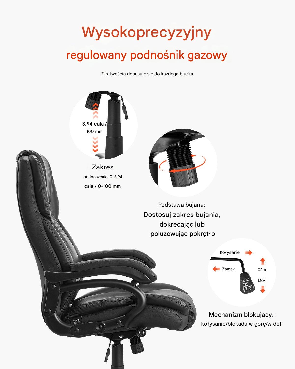 Krzesło biurowe menadzerskie – z regulacja lędźwi podłokietniki - obrazek 6