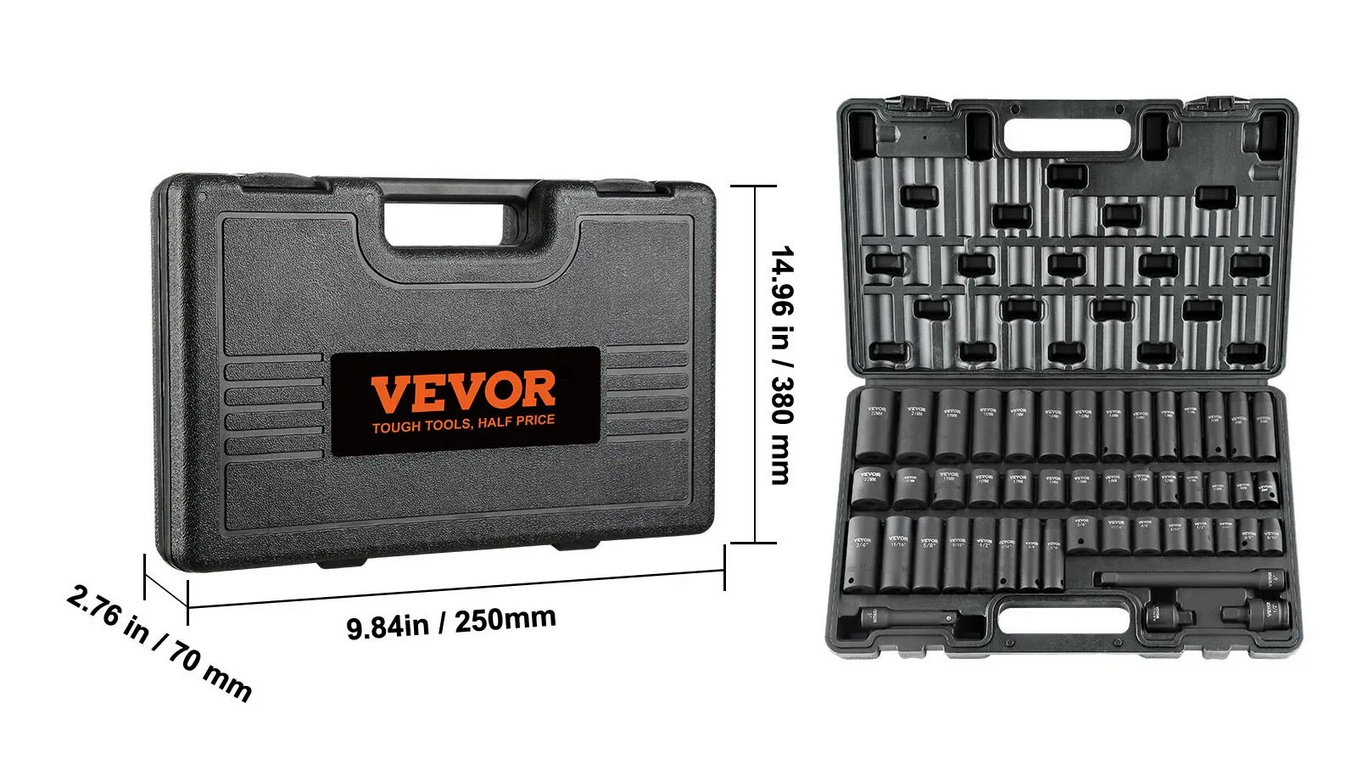 Zestaw nasadek udarowych 3/8" 48 el. SAE/metric 6-kąt z adapterami - obrazek 2
