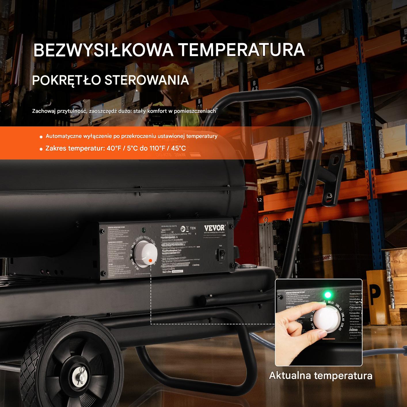 Nagrzewnica Olejowa Nagrzewanie Postojowe z Termostatem 5°C-45°C 400 m3 - obrazek 3