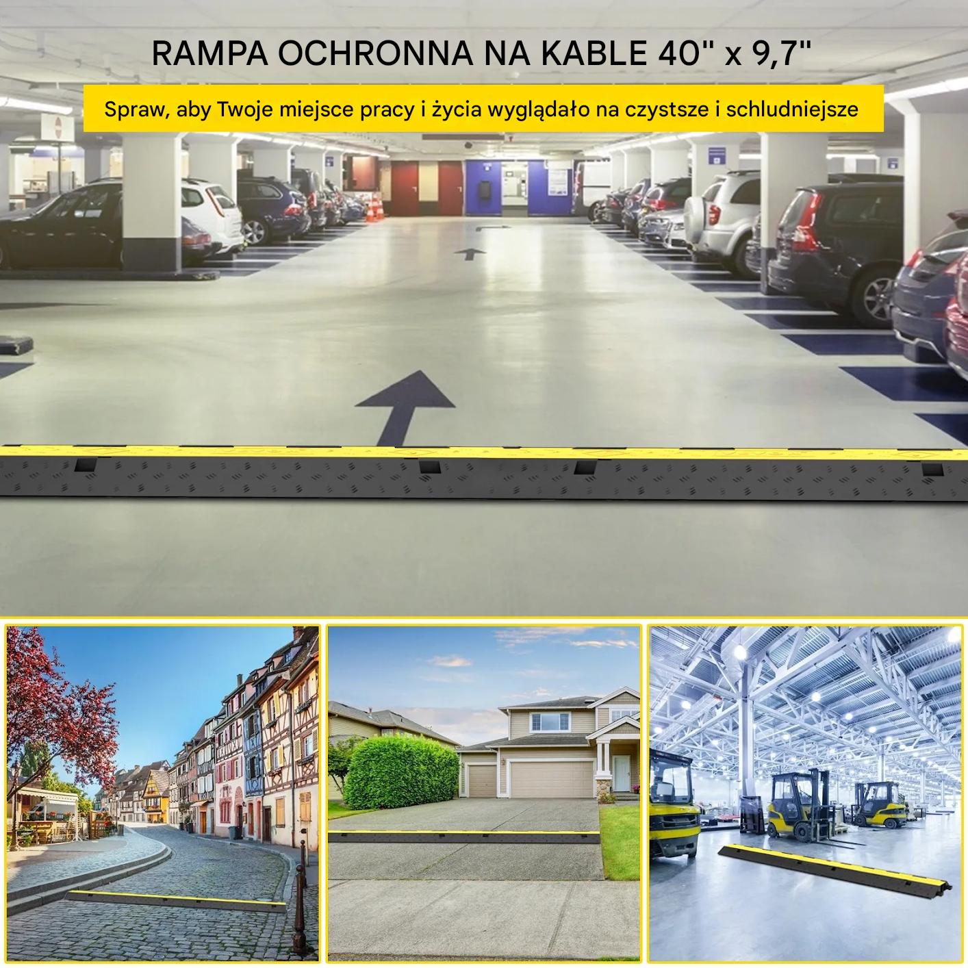 Próg kablowy gumowy 2 kanały 5 szt 101x24,5x5 cm 4989 kg ochrona kabli - obrazek 4