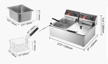 Frytkownica elektryczna nastawna 2-komorowa gastronomiczna 12 L 5000 W - obrazek 2