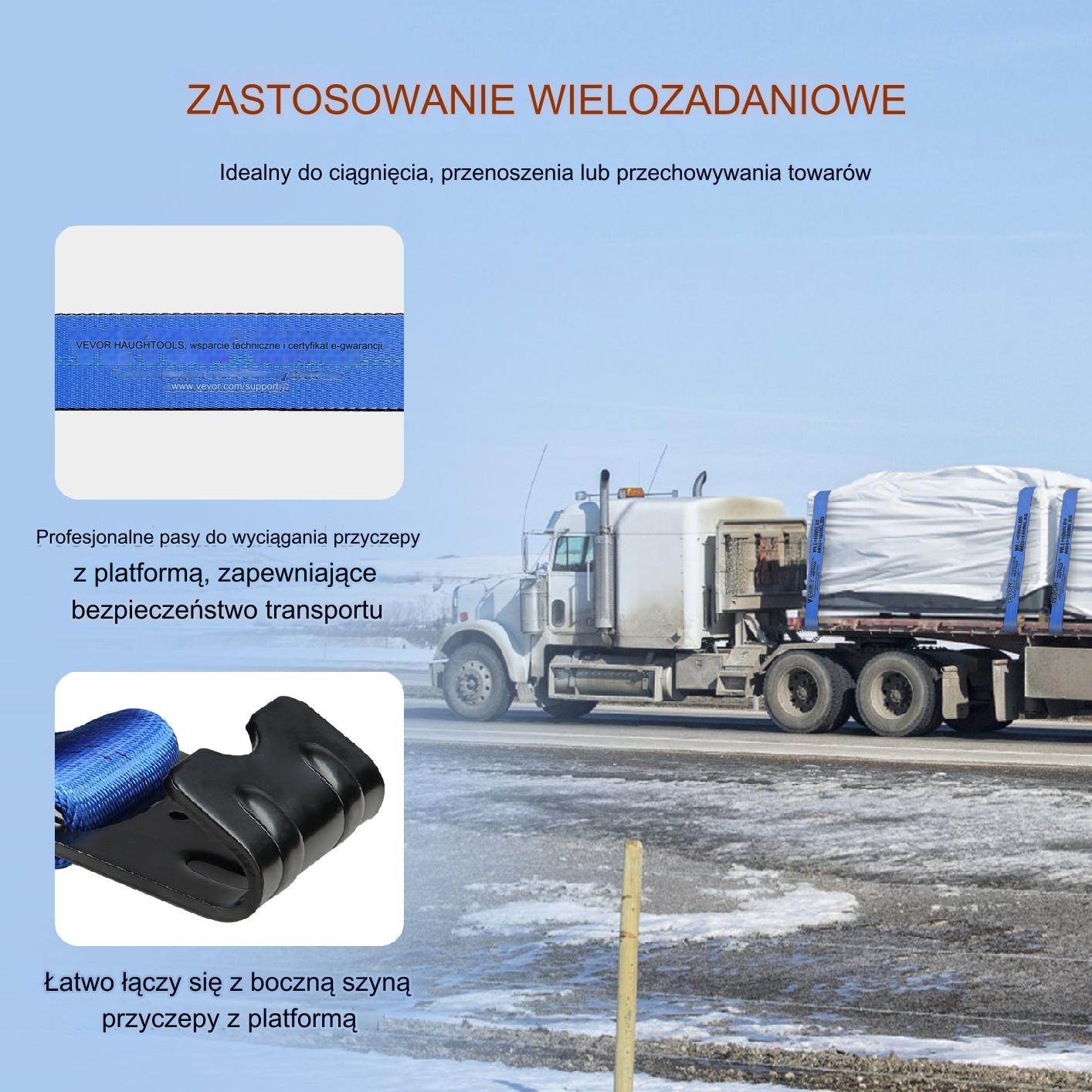 Pasy transportowe 10 cm x 9 m płaski hak zestaw 10 szt. niebieskie - obrazek 5