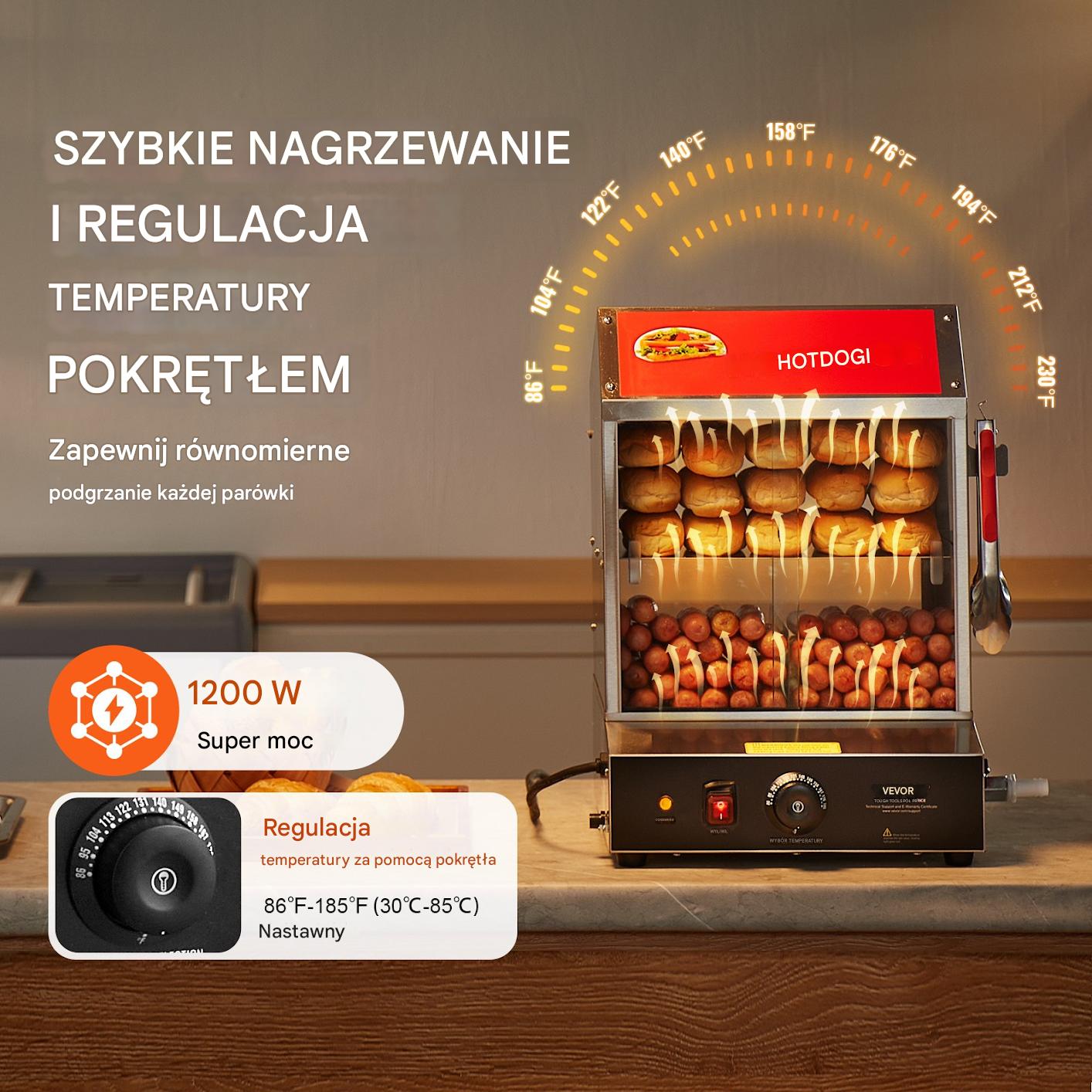 Podgrzewacz witryna grzewcza do Hot Dogów parówek bułek 27 L - obrazek 4
