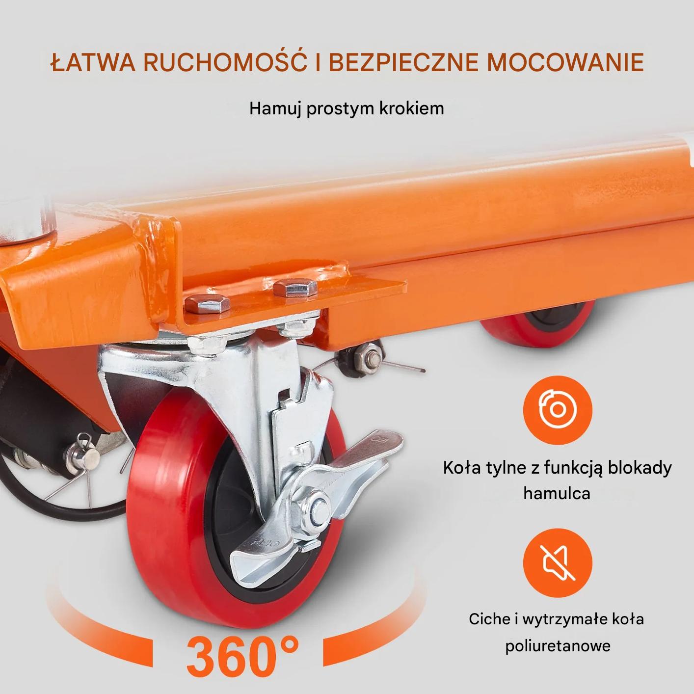 Stół podnośny hydrauliczny nożycowy 227 kg 72 cm na kółkach magazyn - obrazek 3
