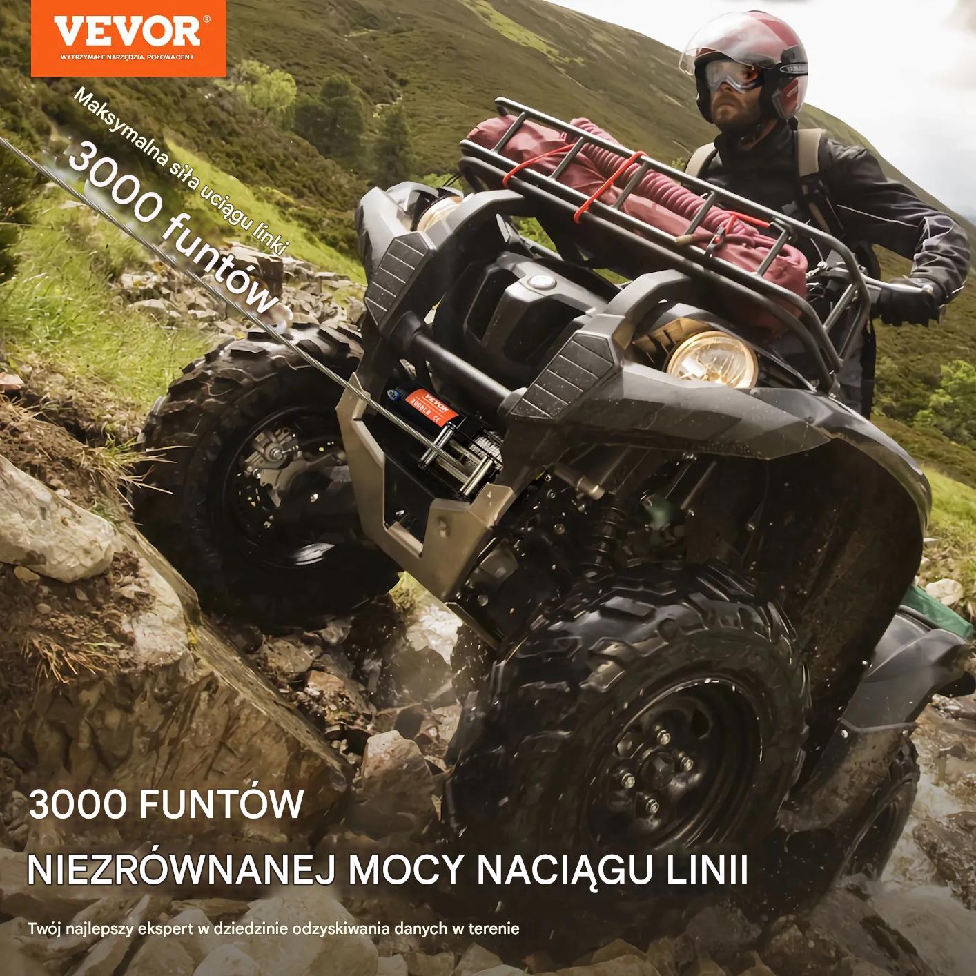 Wyciągarka elektryczna ATV UTV 1360kg stalowa lina - obrazek 4