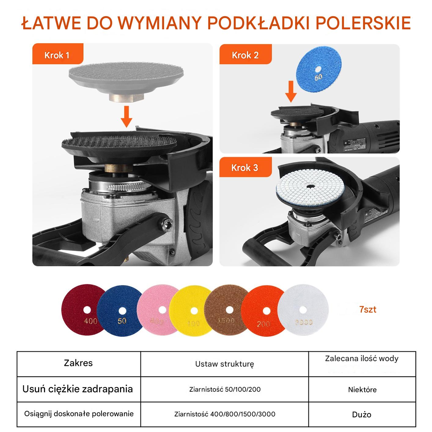 Szlifierka na Mokro Polerka z 6 Prędkościami – 7 Tarcz Szlifierskich - obrazek 4