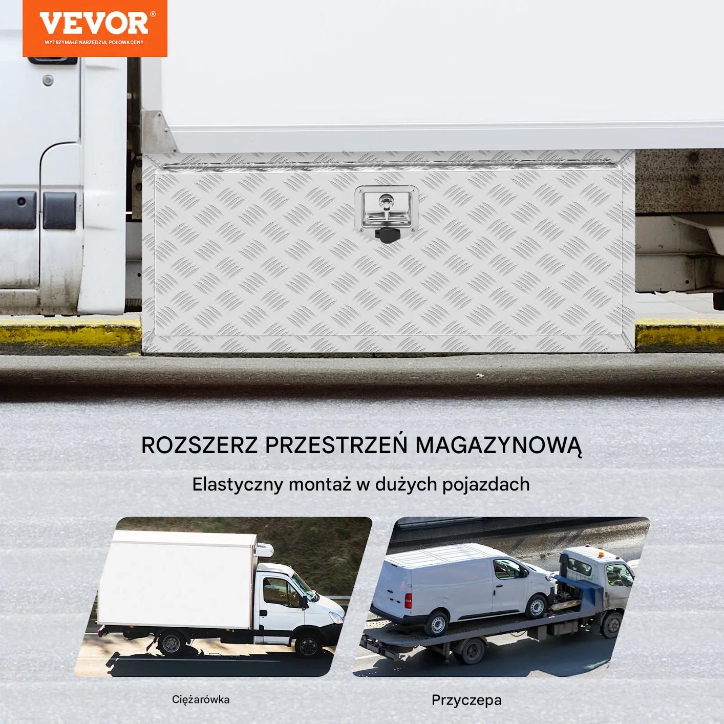 Skrzynia narzędziowa podwoziowa aluminiowa 91×46×43cm wodoodporna z zamkiem - obrazek 3