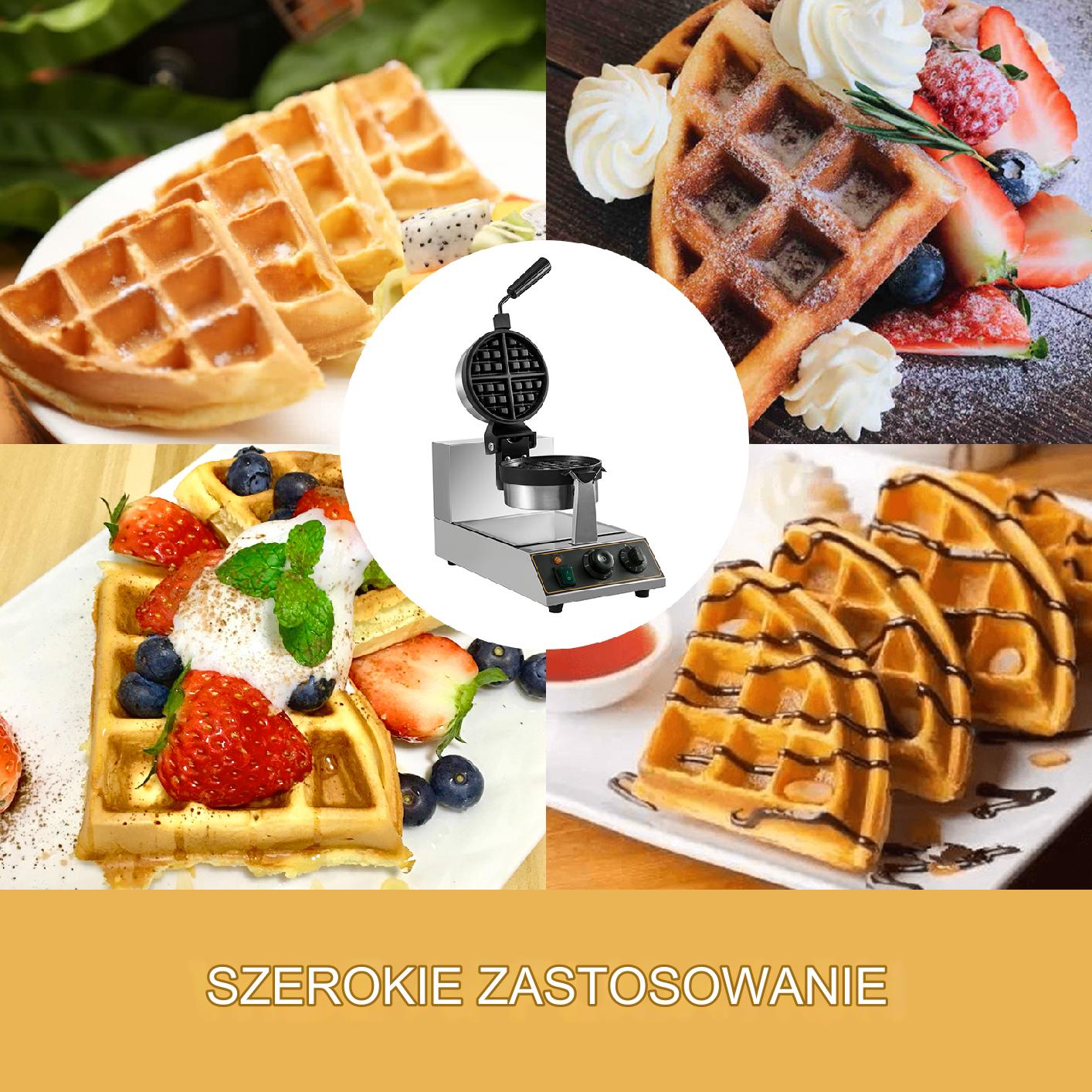 Gastronomiczna gofrownica elektryczna obrotowa okrągła 1100W - obrazek 3