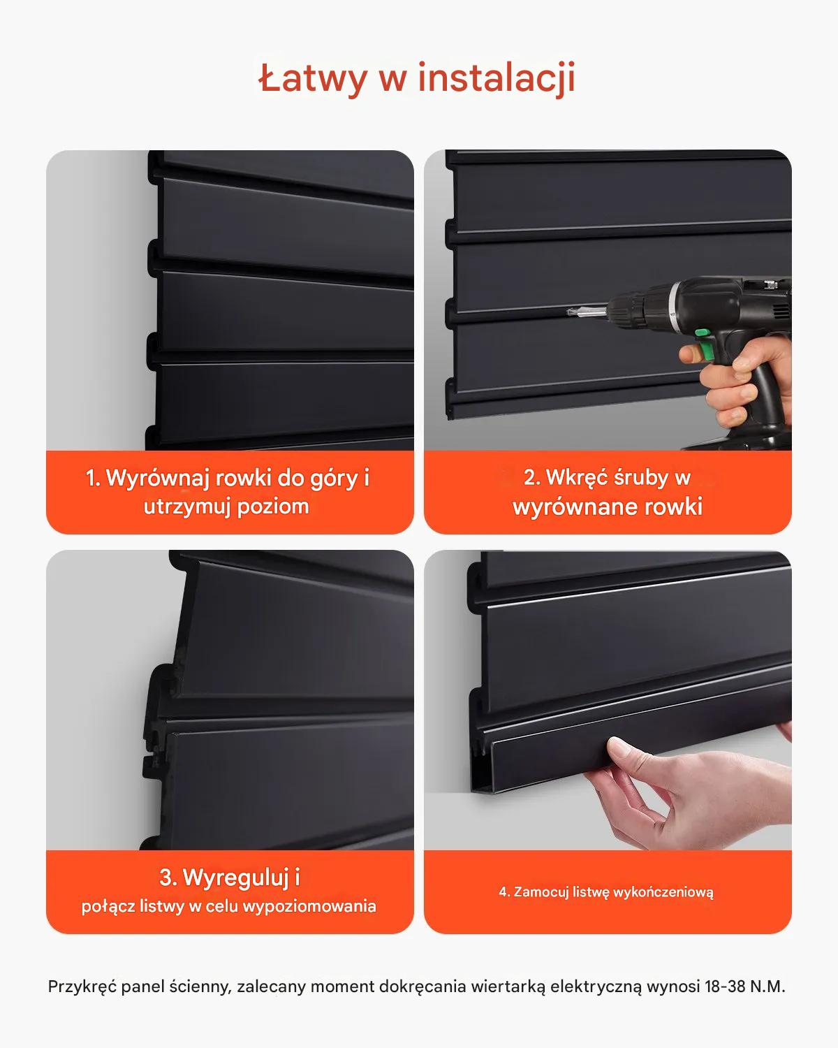 Panele ścienne PVC 120x120 cm modułowe czarne do garażu i wystaw - obrazek 5