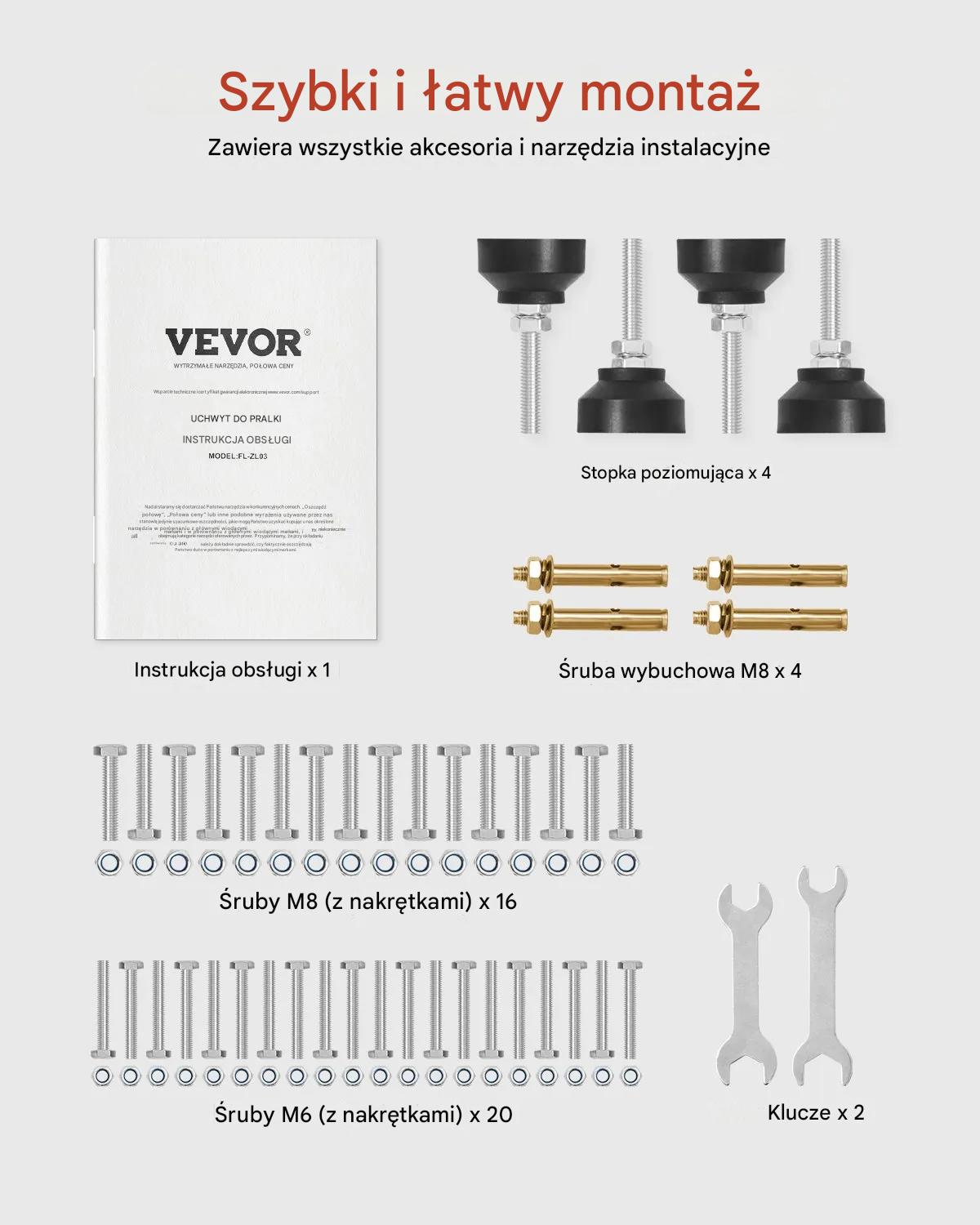Podstawa pod pralkę stelaż 123x64 cm 270 kg z podwójną tacą stabilna - obrazek 5