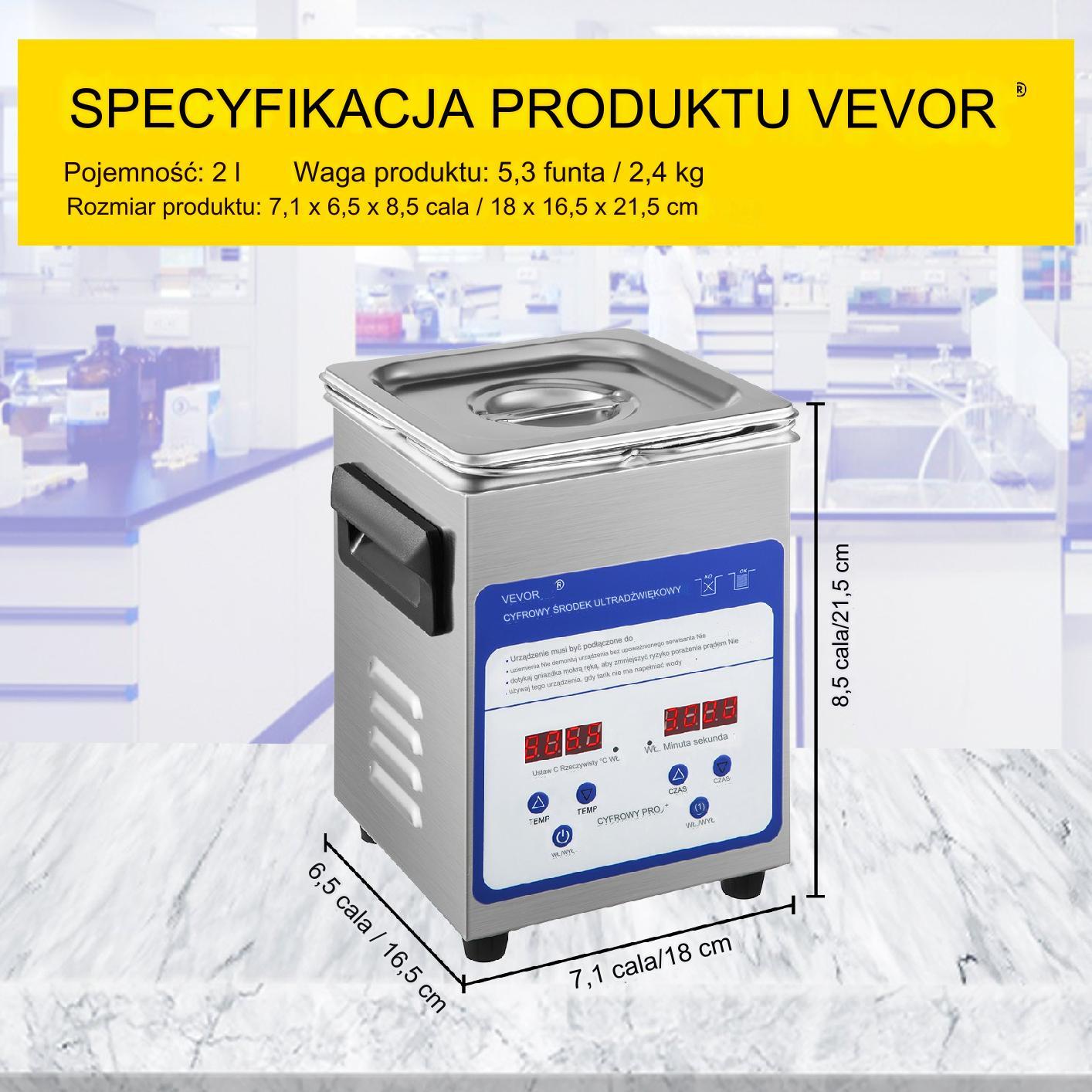 Myjka Ultradźwiękowa Przenośna 2L 60W - obrazek 2