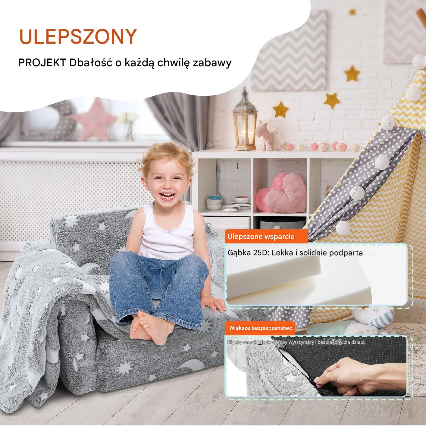 Mini Sofa dla Dzieci do Pokoju Dziecka Kanapa Dziecięca świecąca w ciemności - obrazek 7