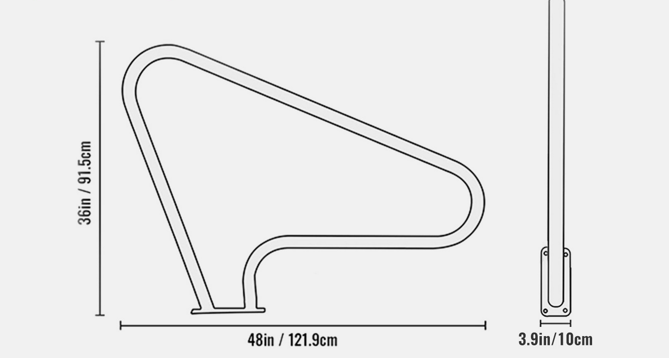 Poręcz basenowa 2 szt 90x122 cm stal nierdzewna z podstawą do basenu i SPA - obrazek 2