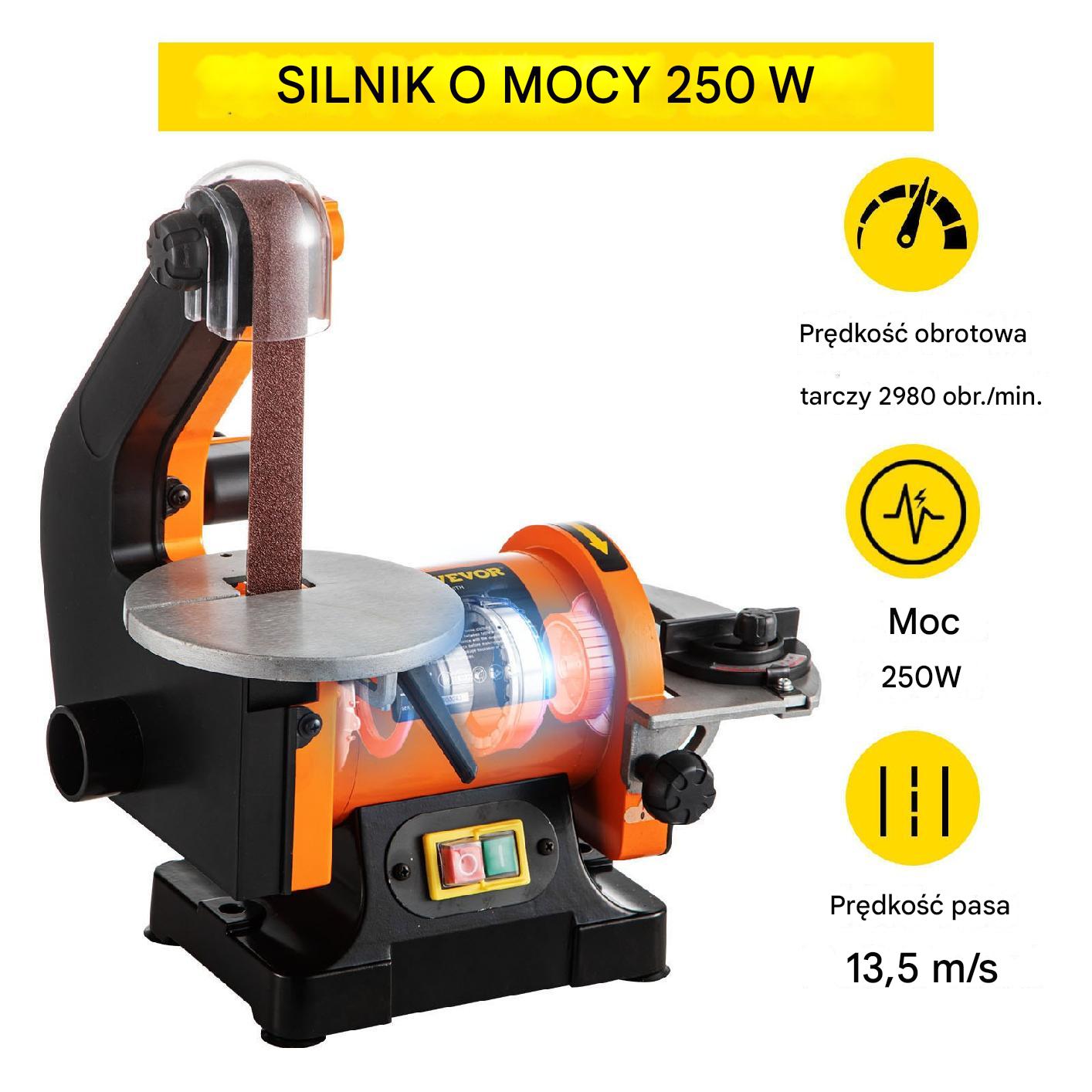 Szlifierka taśmowa tarczowa stołowa 250 W - obrazek 4