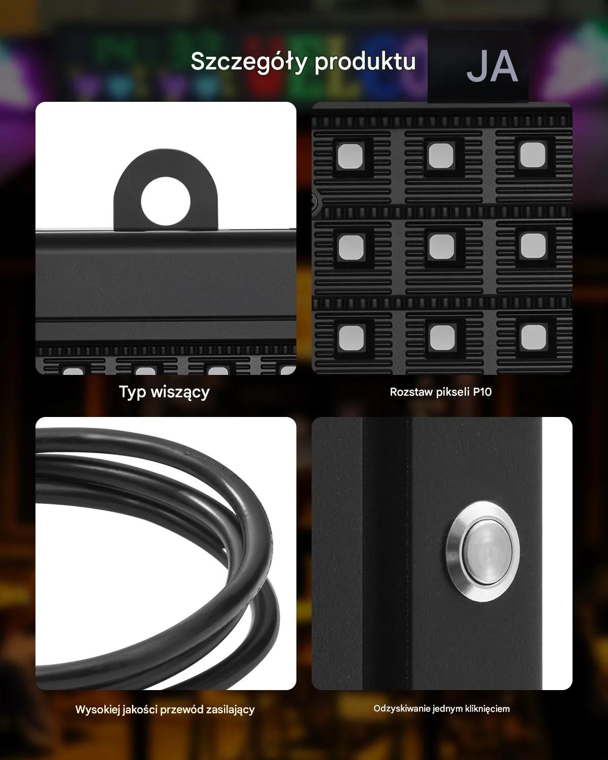 Tablica LED programowalna RGB 100x35 cm Bluetooth tekst GIF reklama sklep - obrazek 5