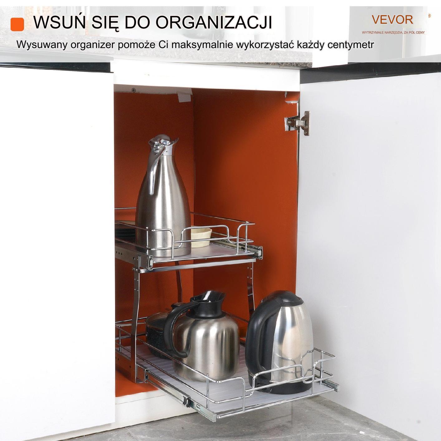 Organizer pod zlewozmywak kosz do szafki dwupoziomowy wysuwana półka cargo - obrazek 6